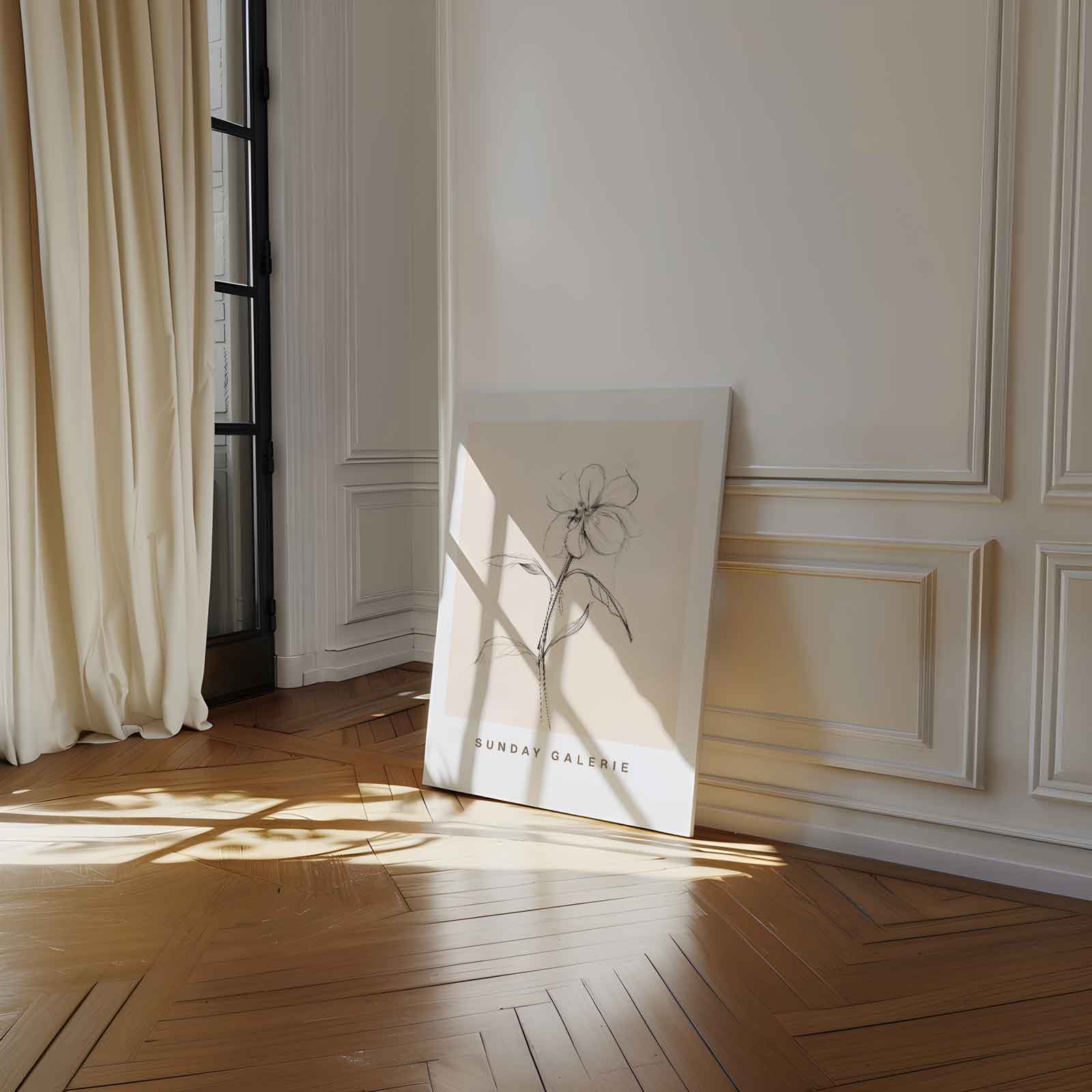 Potloodschets Bloem Kunstwerk-canvas-dibond-plexiglas-wanddecoratie-WallArtistic