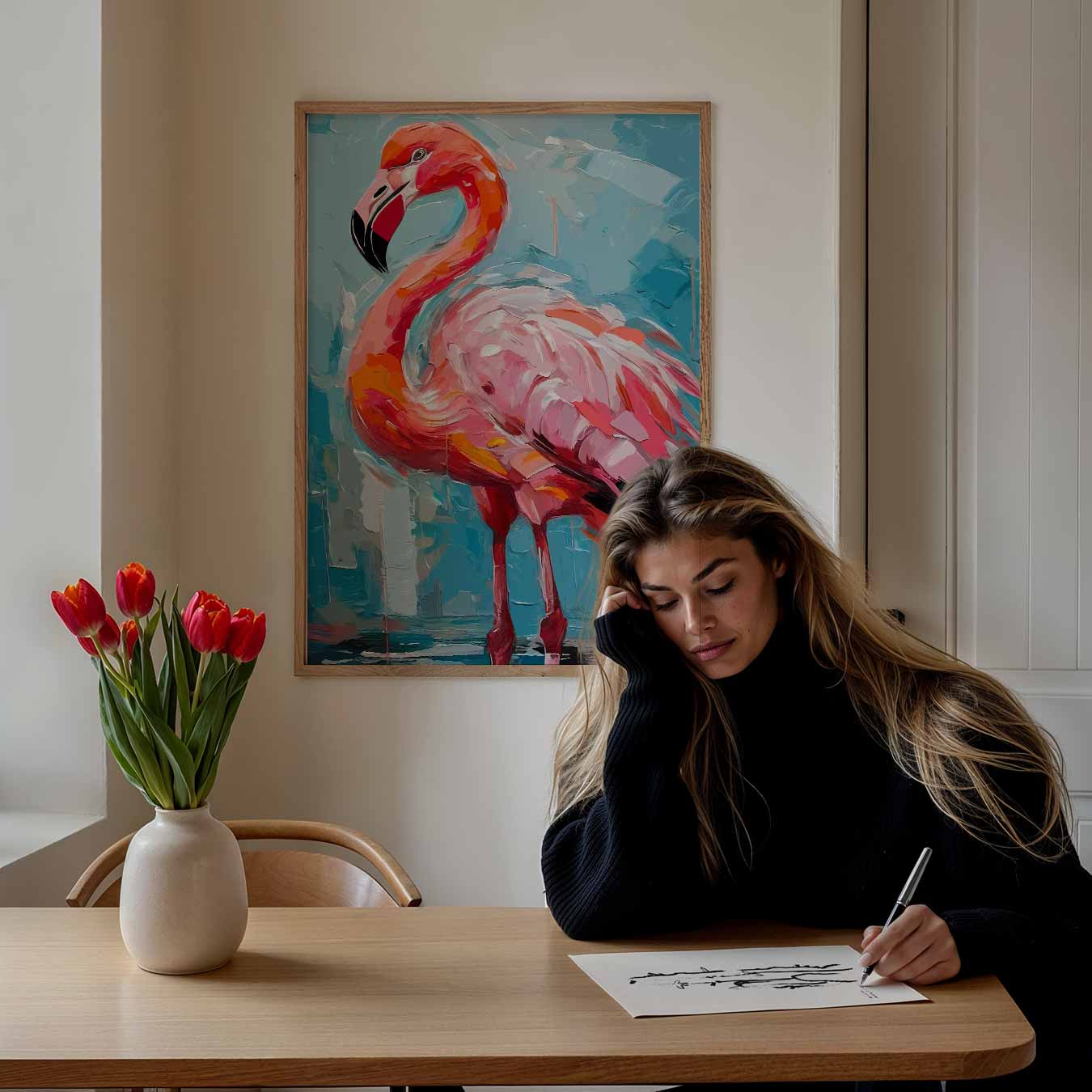 Flamingo Elegantie Poster-WallArtistic