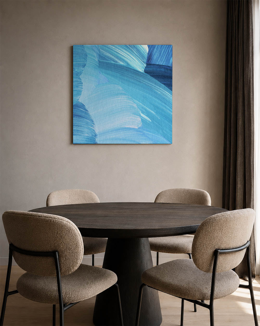 Dynamische blauwe strokes Kunstwerk