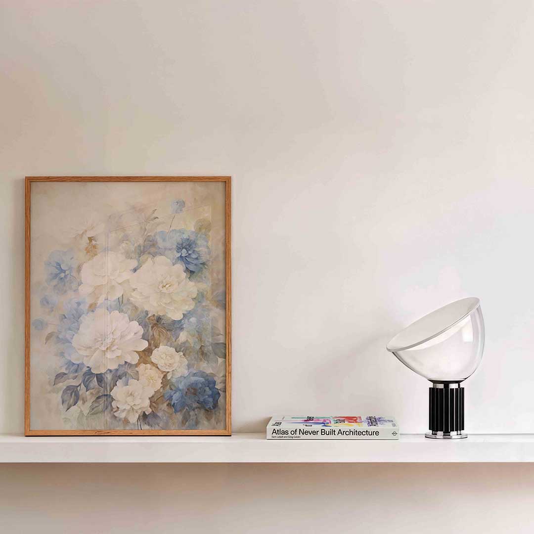 Bloemen in blauw en wit Poster
