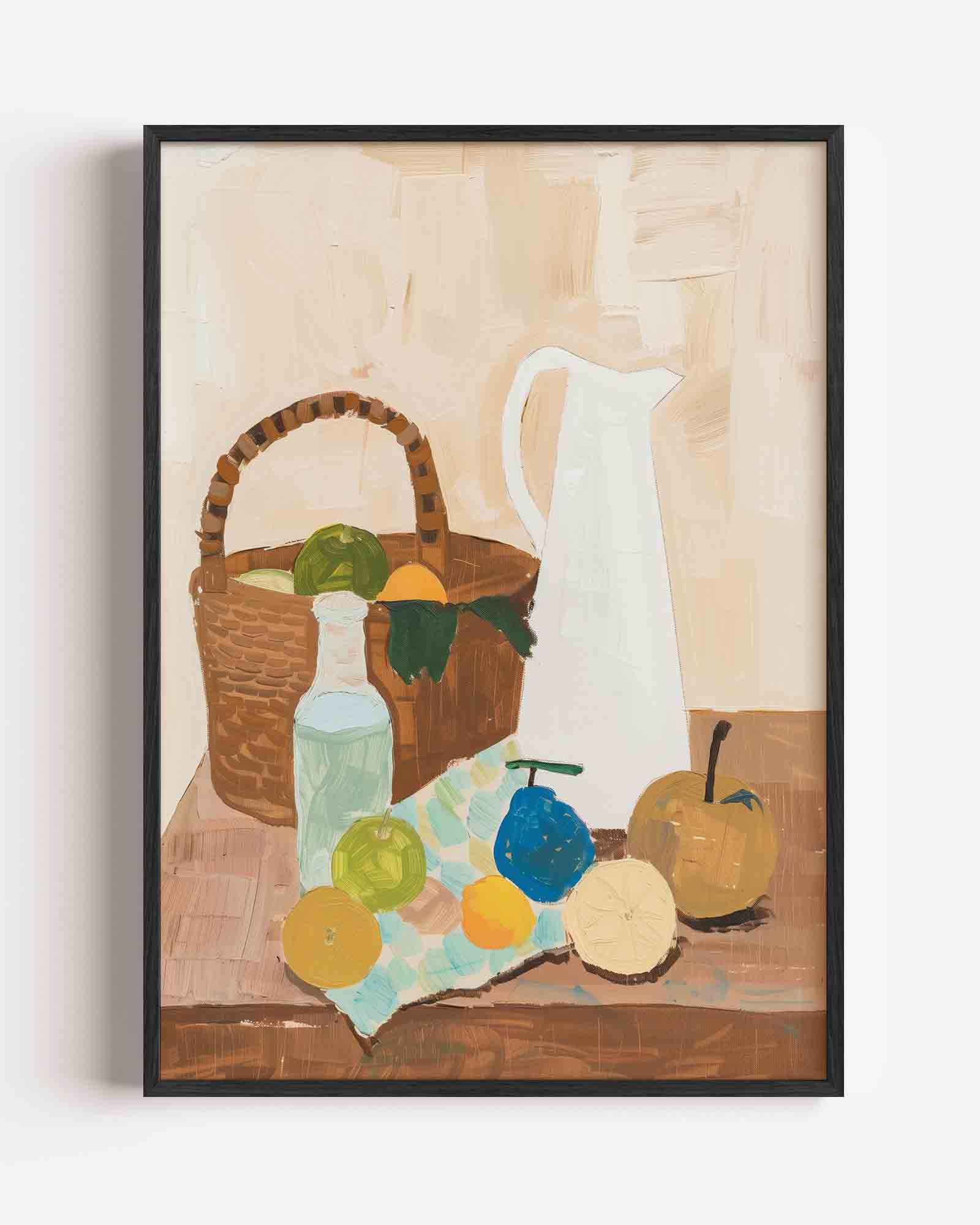 Stilleven met fruit en kan Poster