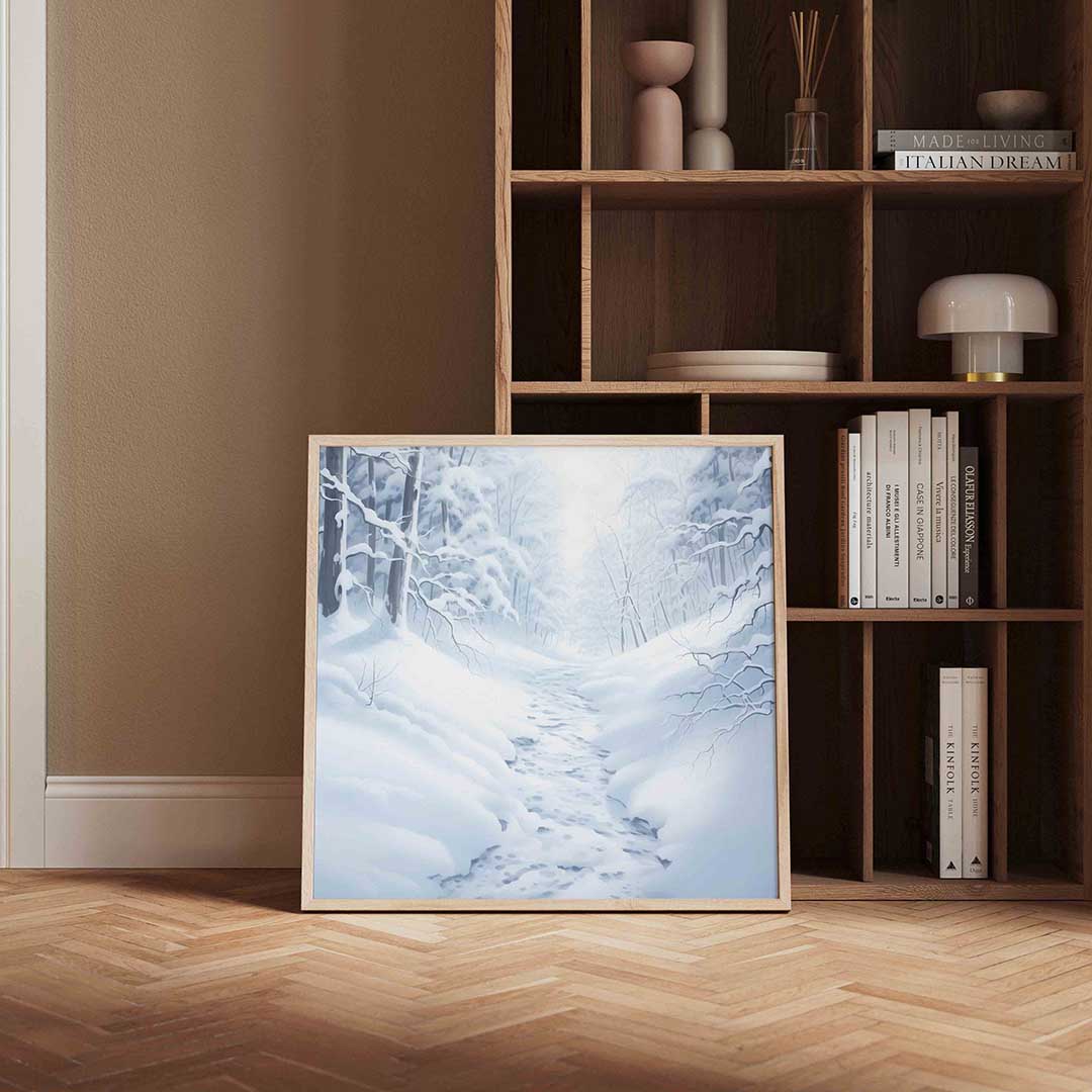 Winterlandschap met besneeuwde bomen Poster
