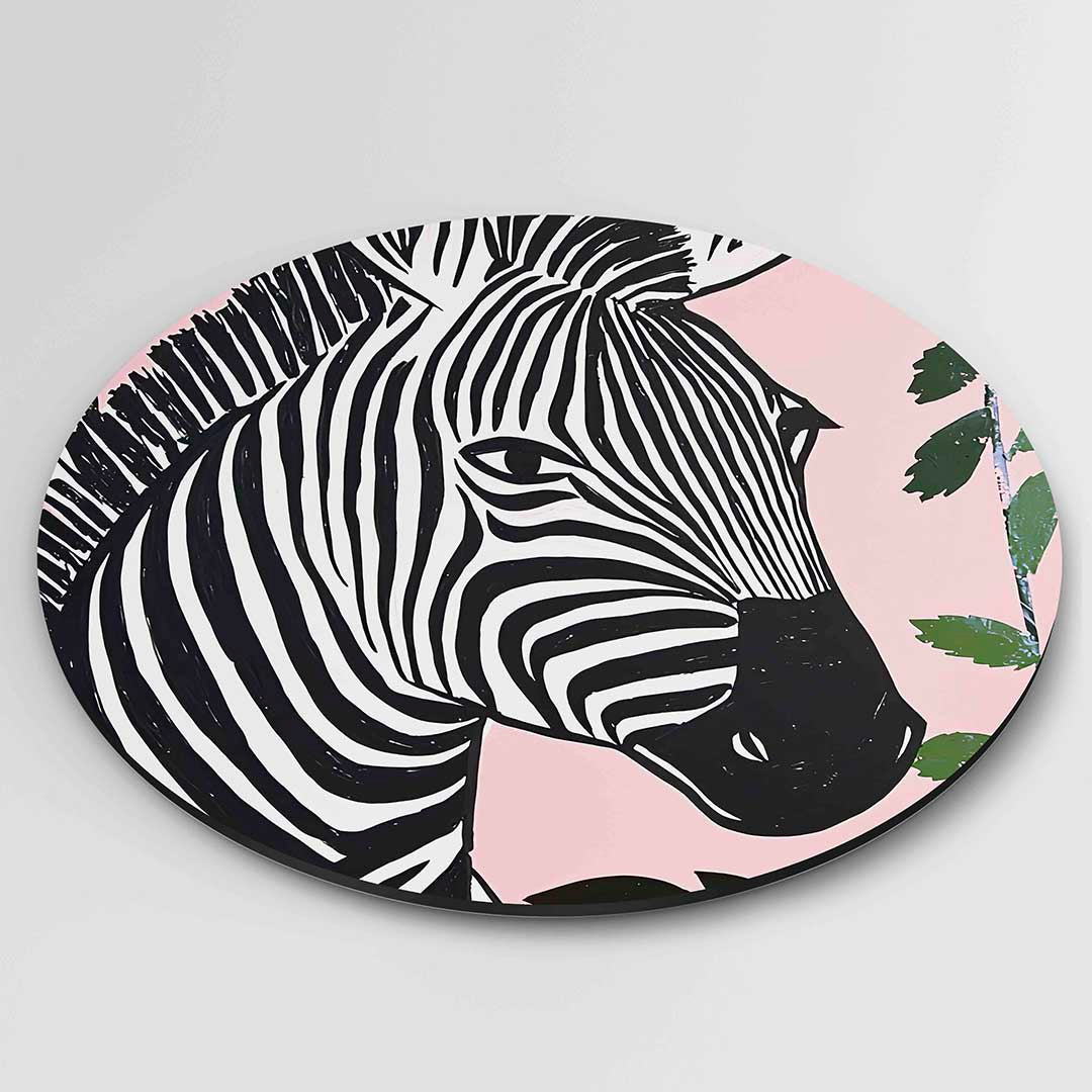 Zebra op roze Muurcirkel