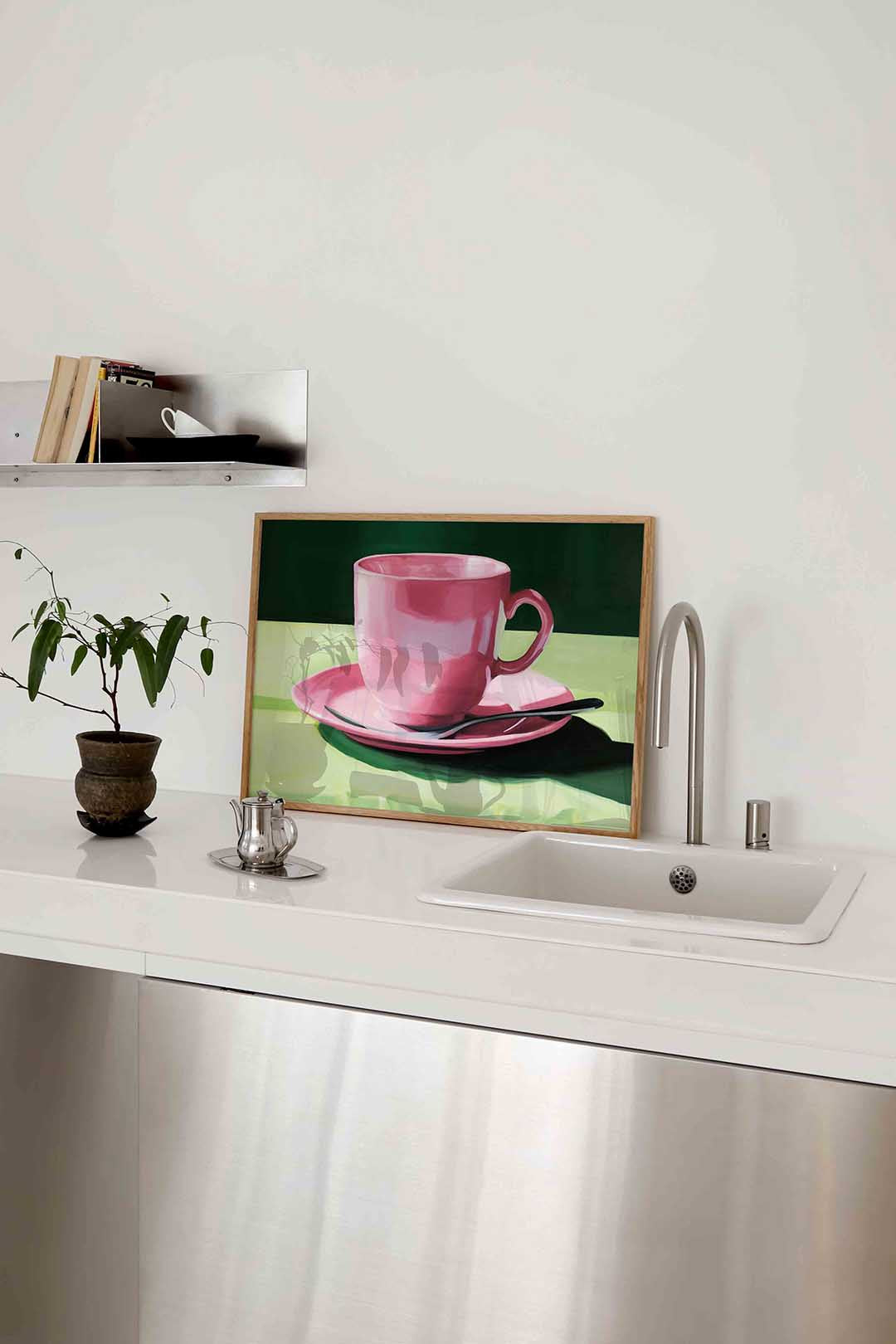Roze kop en schotel Poster