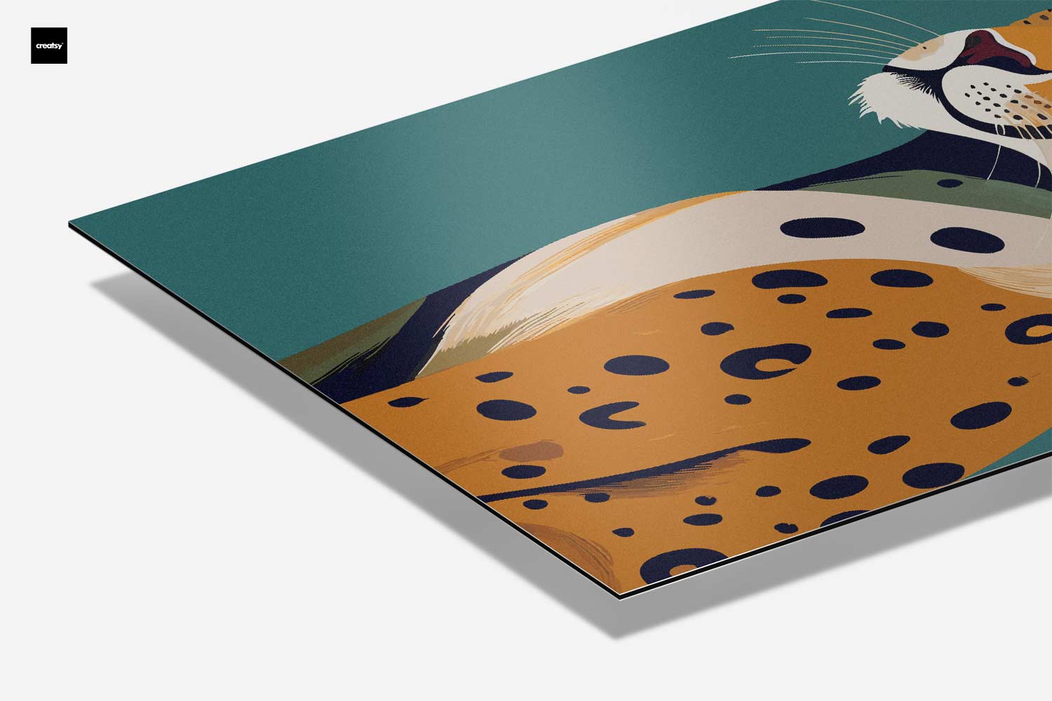 Majestätischer Leopard auf türkisfarbenem Hintergrund (Kunstwerk)