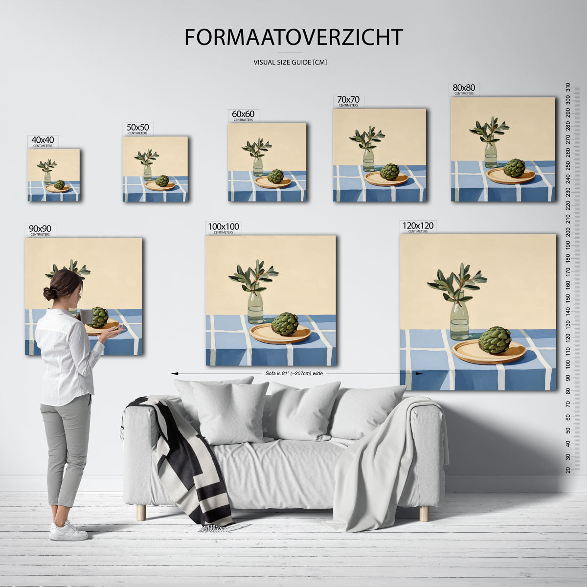 Groene fles en artisjok Poster
