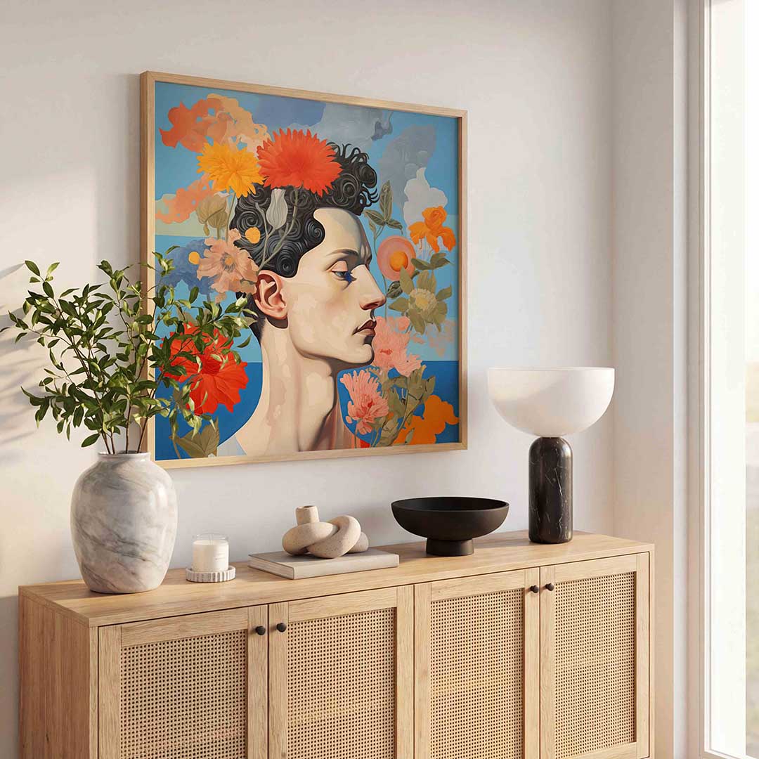 Bloemen en profiel Poster