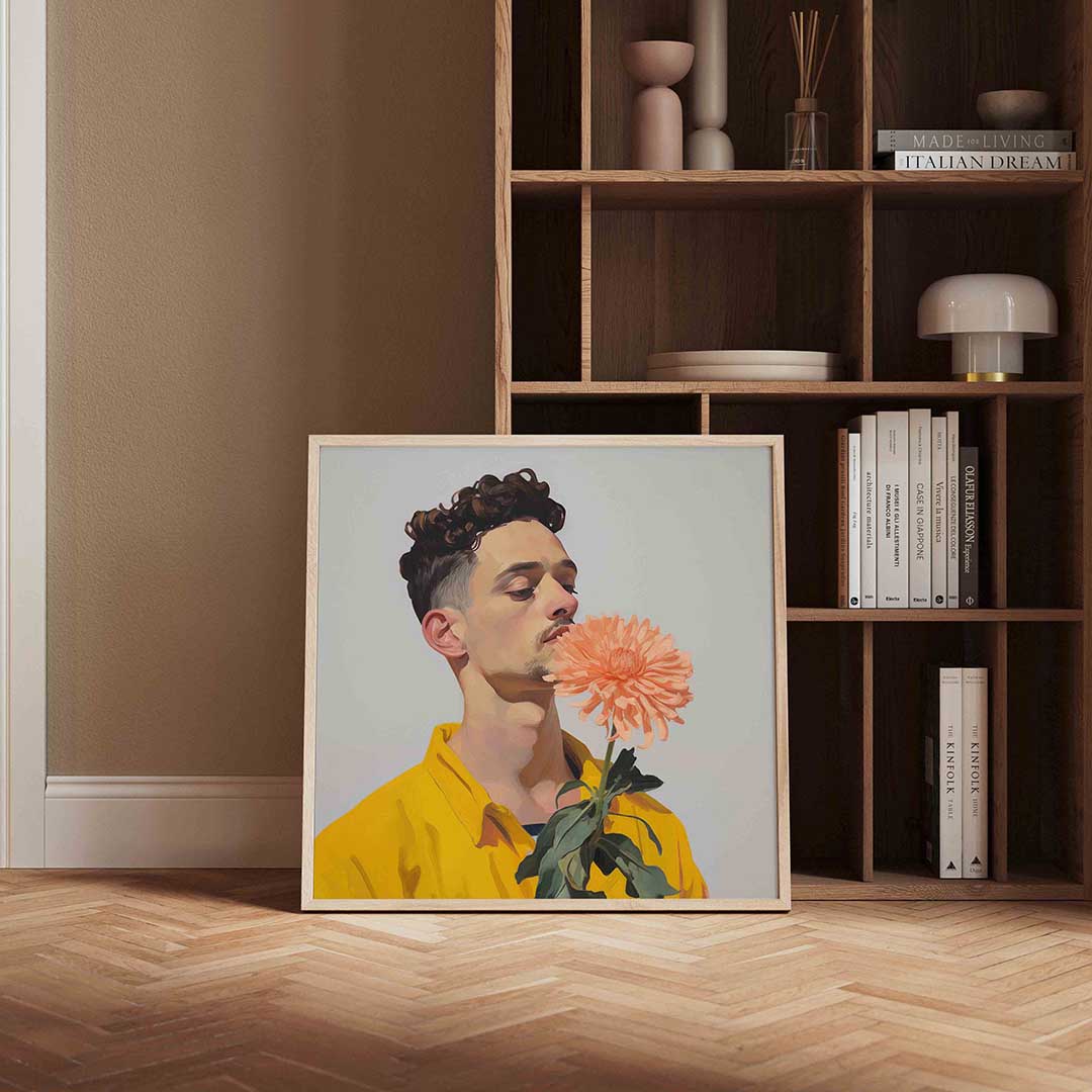 Man met bloem Poster