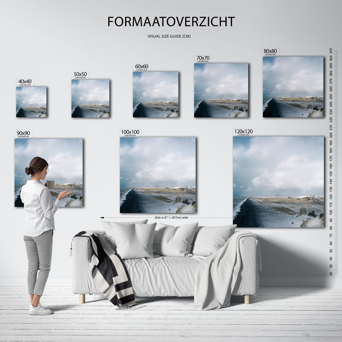 Kustlandschap met wolken Kunstwerk