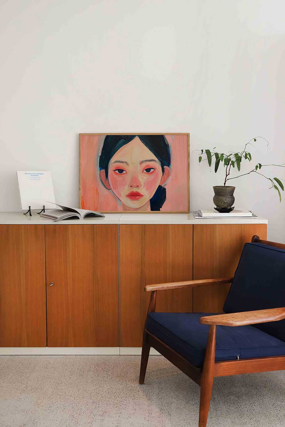 Portret met roze tinten Poster
