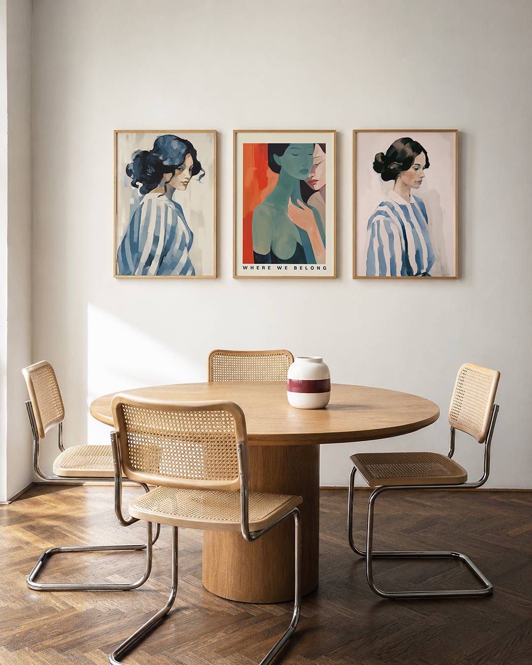 Blauwe strepen harmonie Posterset