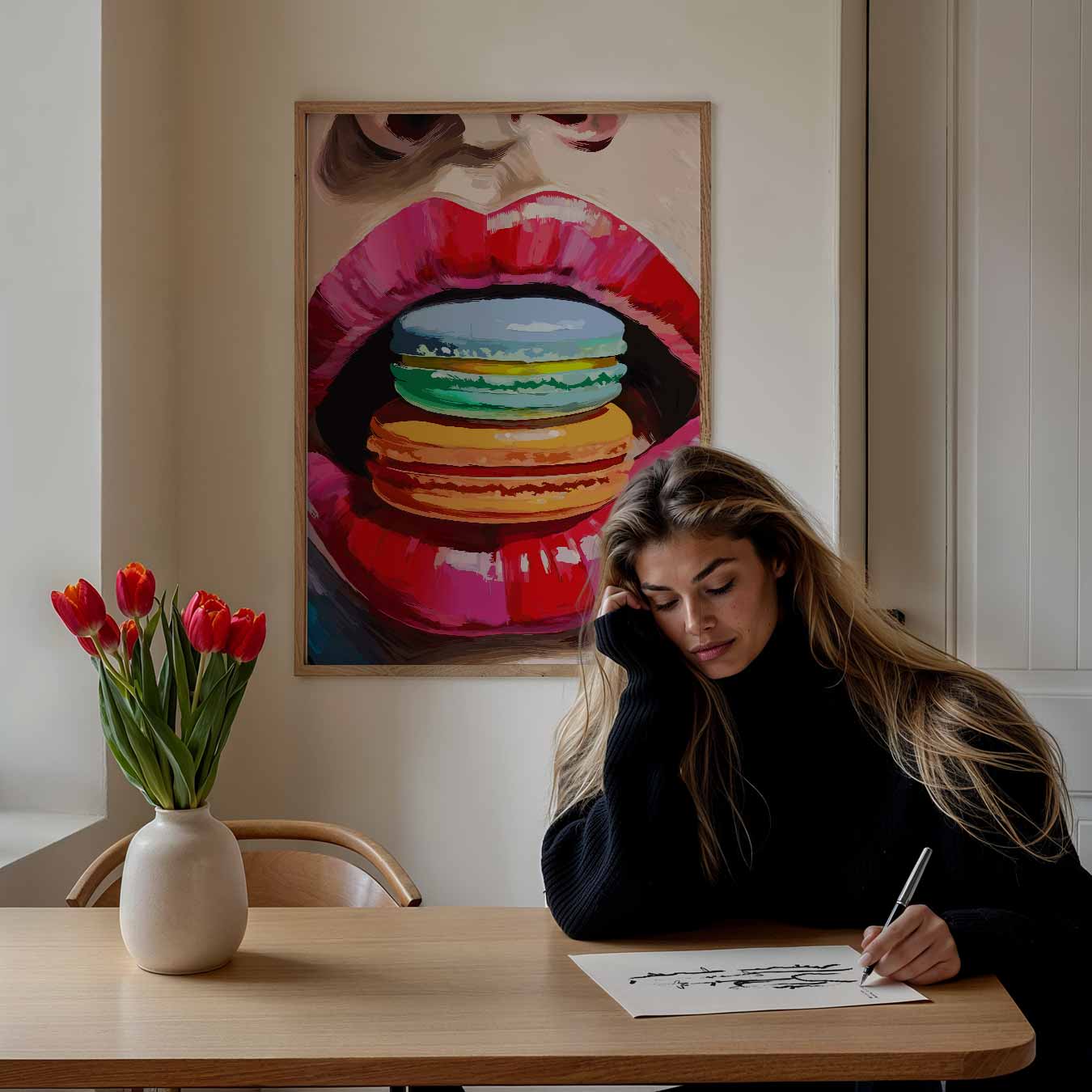 Kleurrijke Macaron Kus Poster-WallArtistic