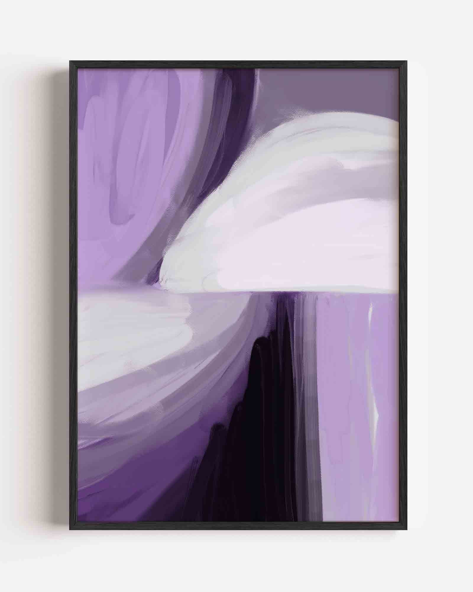 Paarse en witte abstracte Poster