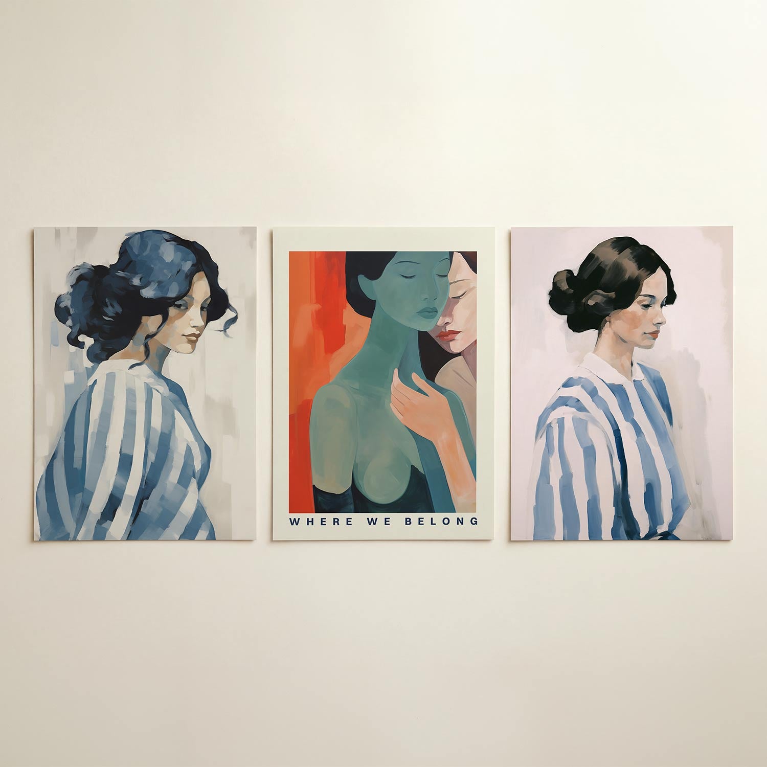 Blauwe strepen harmonie Posterset