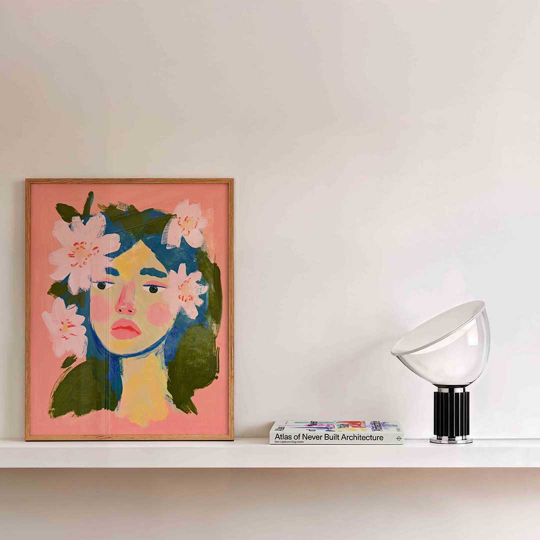 Bloemen en gezicht Poster