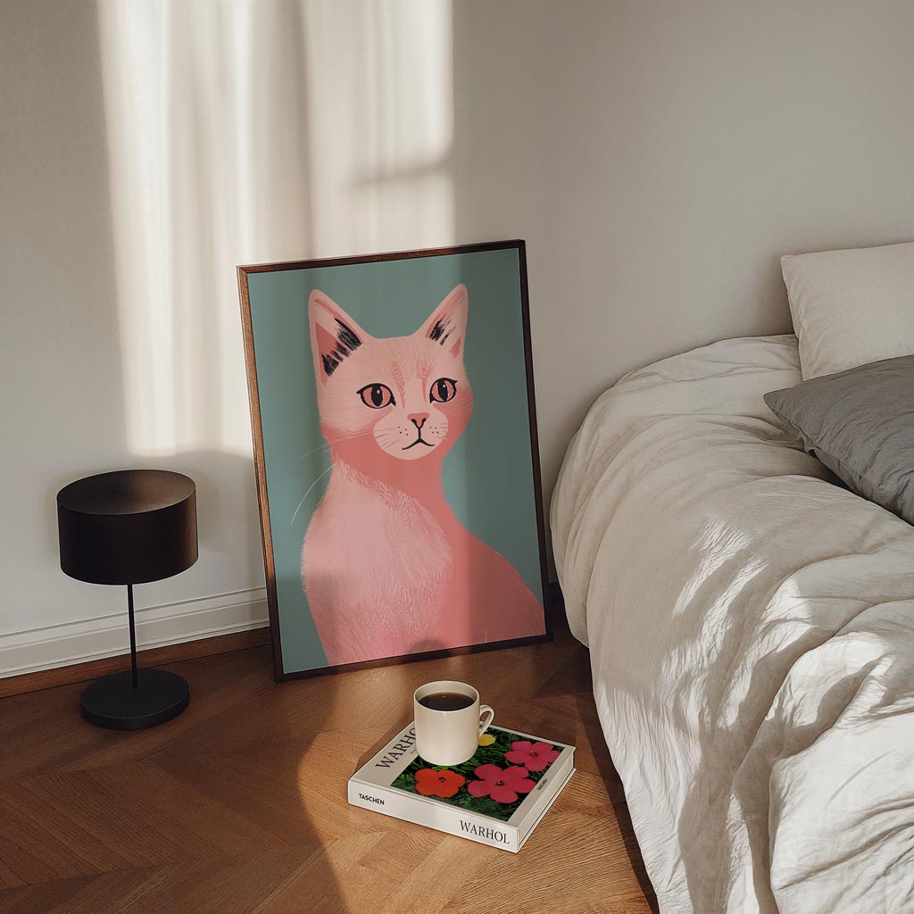 Stijlvolle Roze Kattenposter-WallArtistic