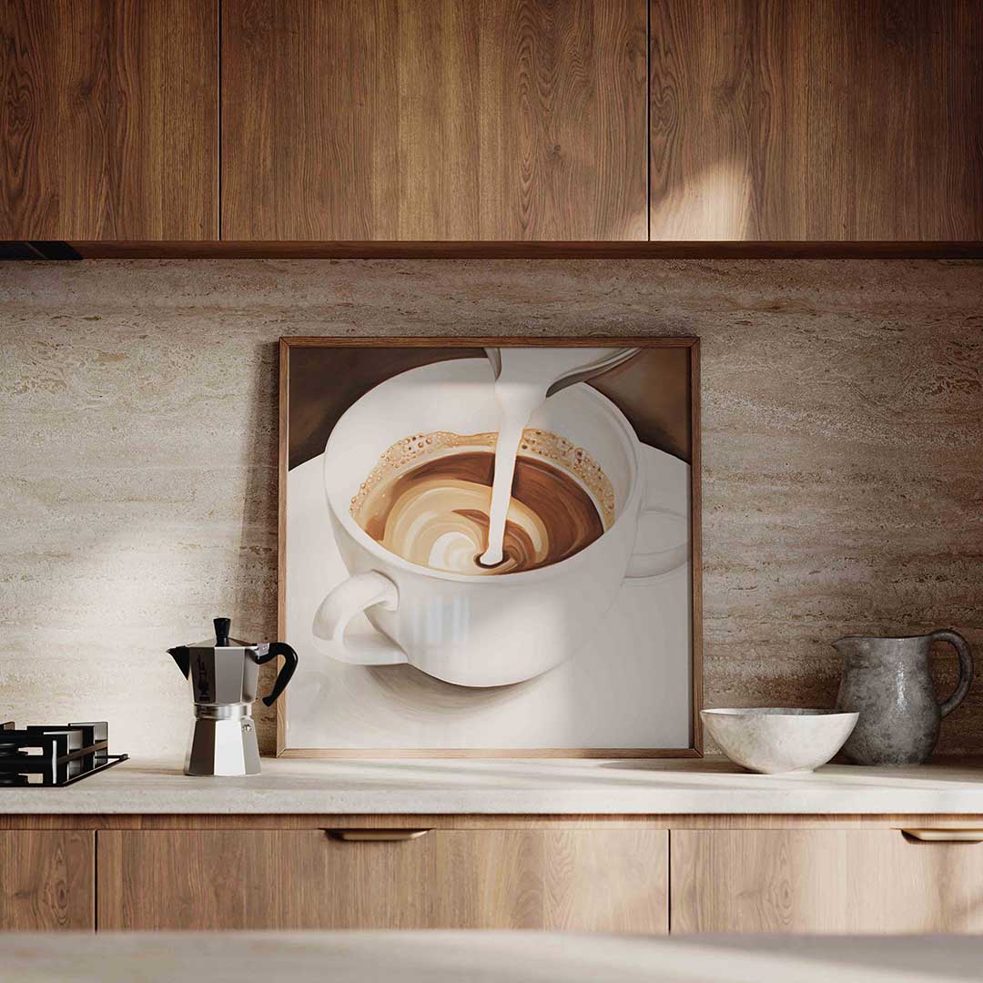 Koffiekop met melk Poster