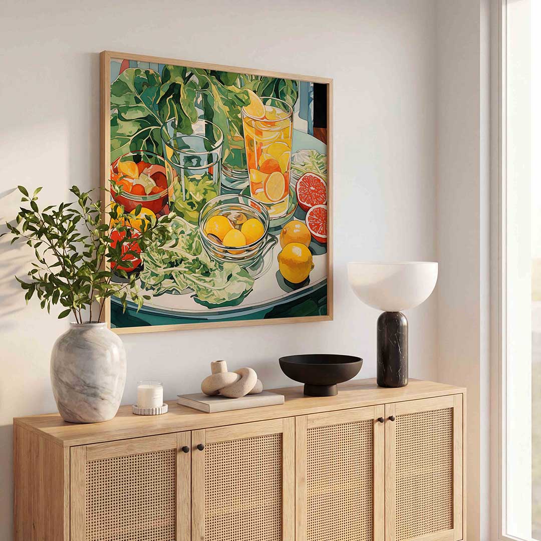 Citroenen en glazen Poster