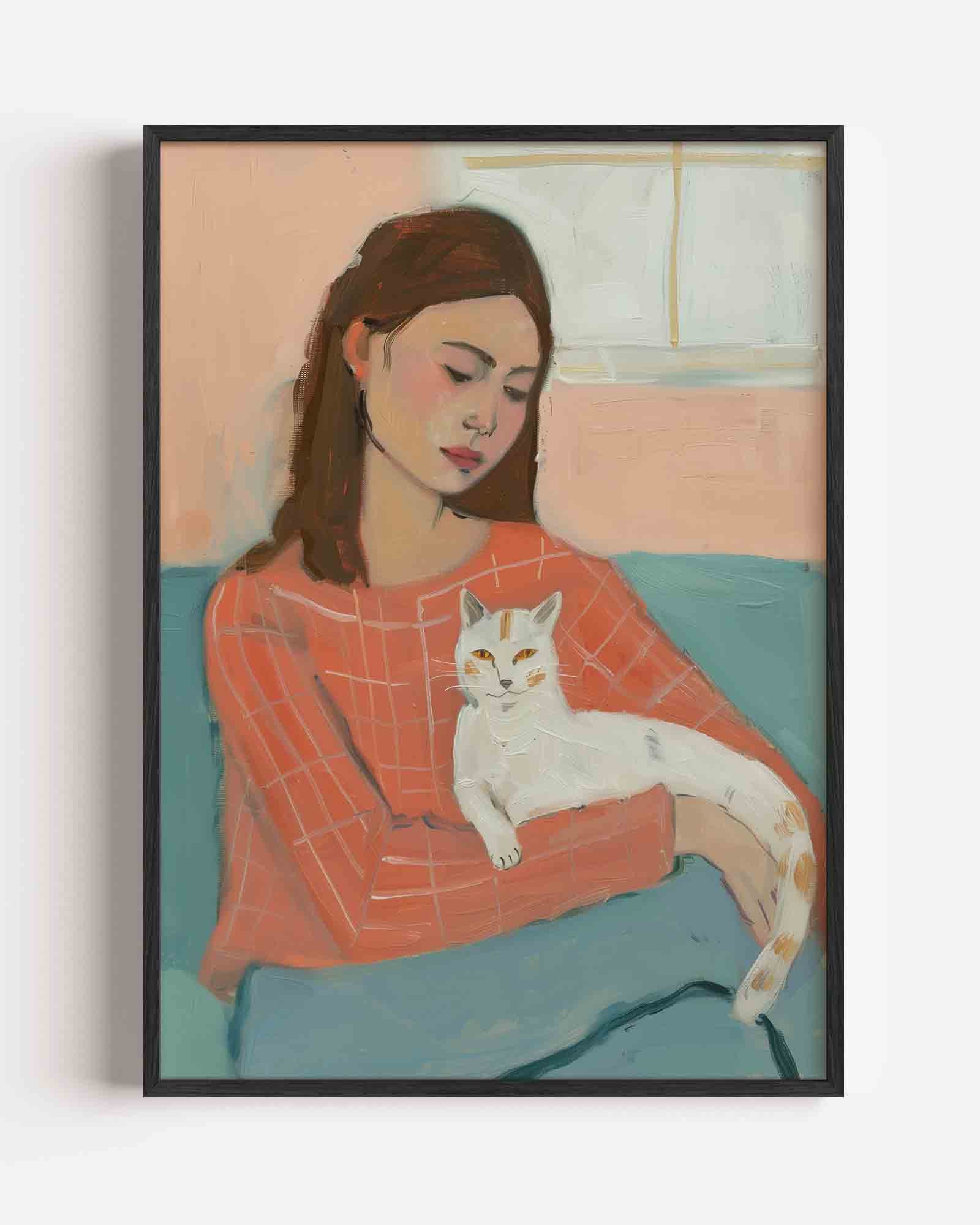 Vrouw met kat Poster