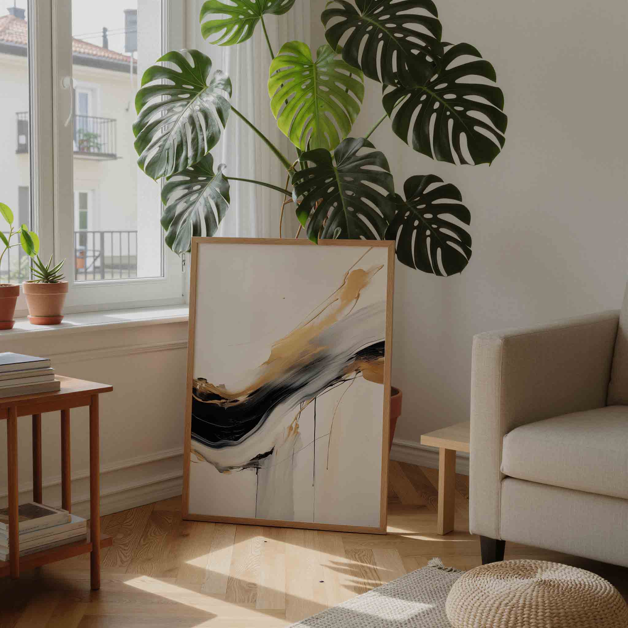 Gouden en zwarte stroom Poster