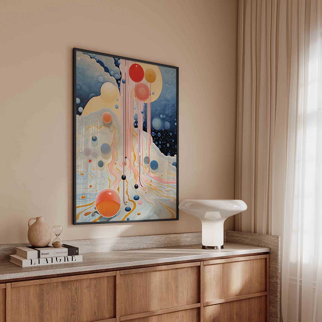 Abstracte bollen en lijnen Poster