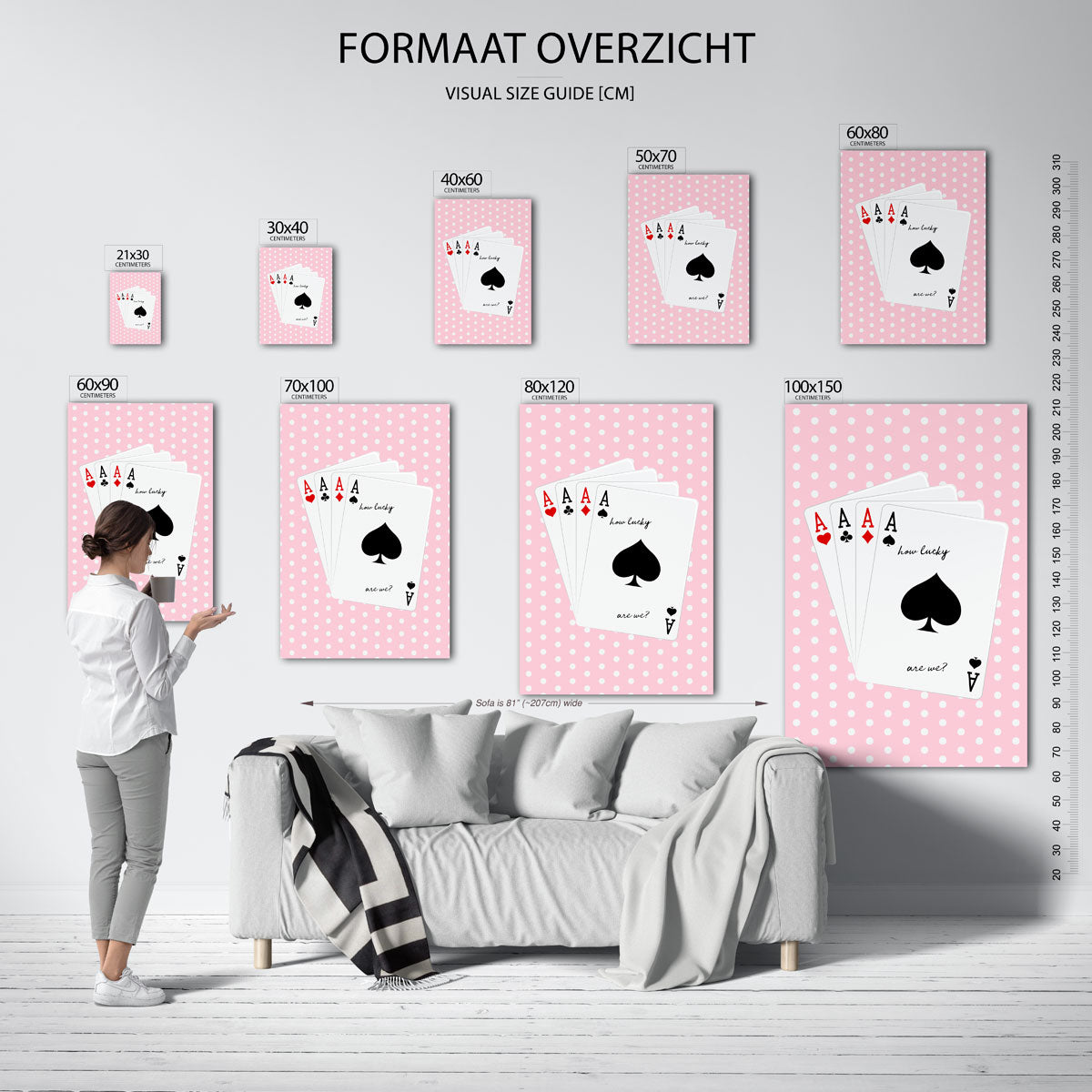 Speelkaarten op stippenachtergrond Poster