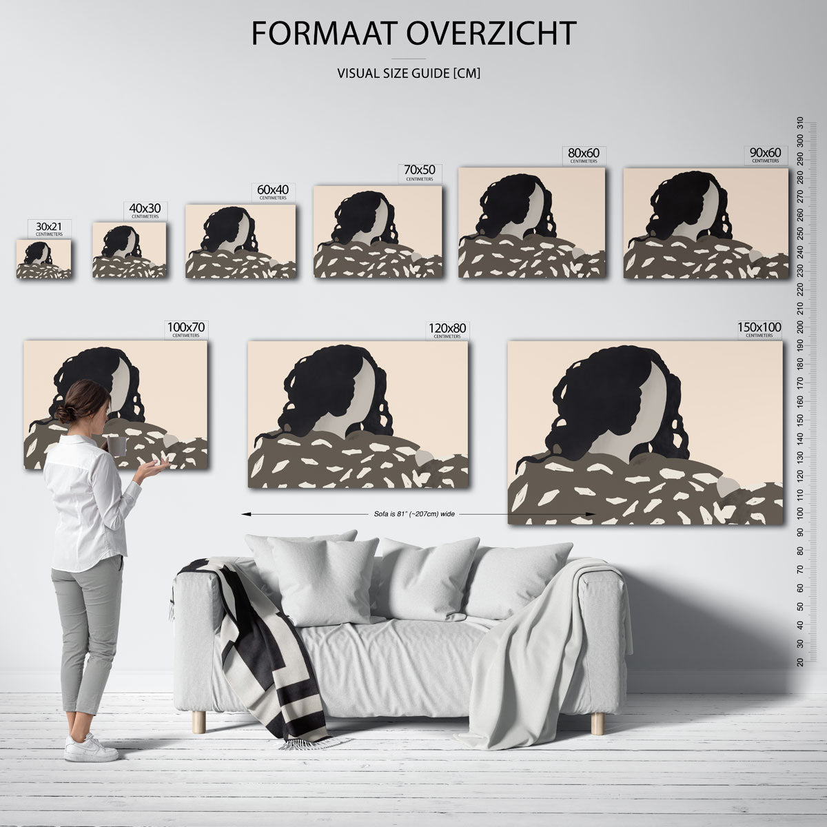 Figuur met donkere haren Poster