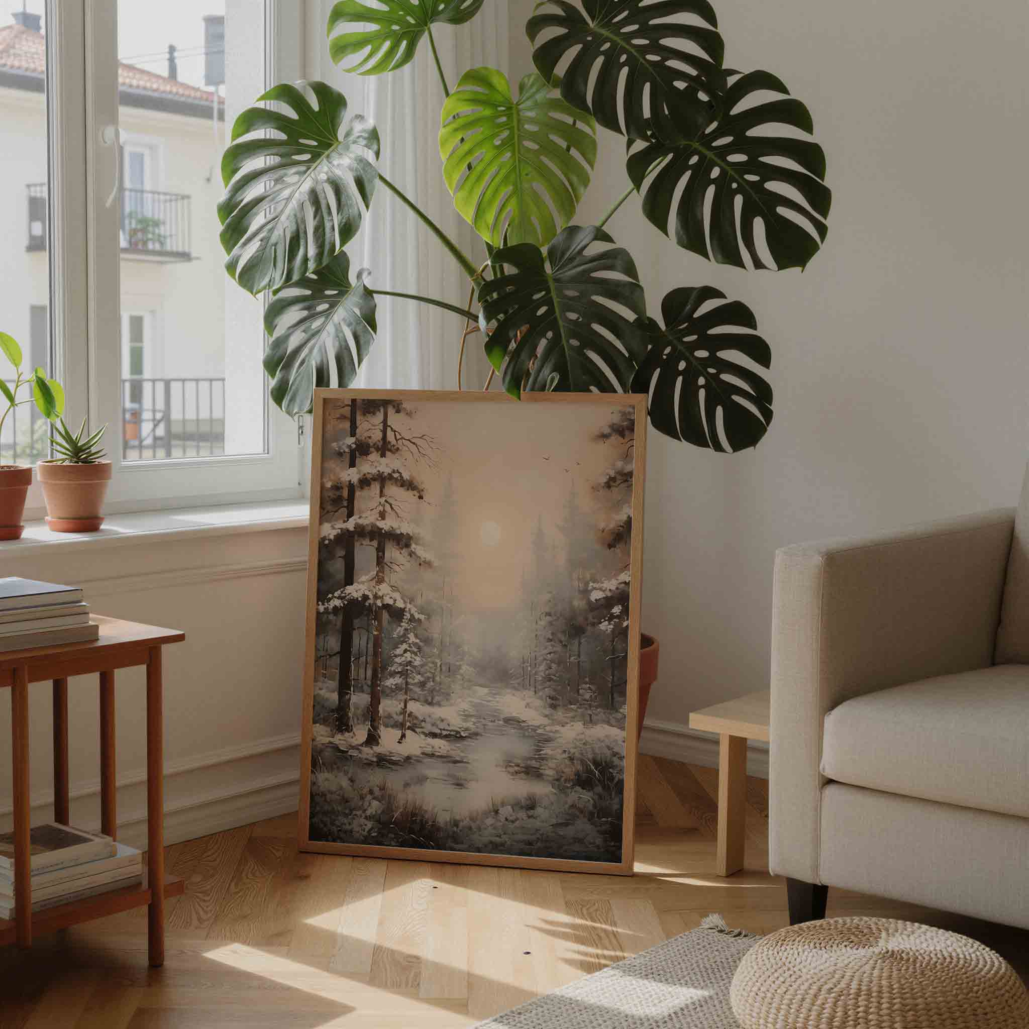 Sneeuwlandschap met bomen Poster
