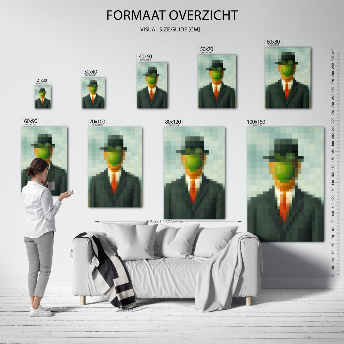 Man met hoed en groene appel Poster
