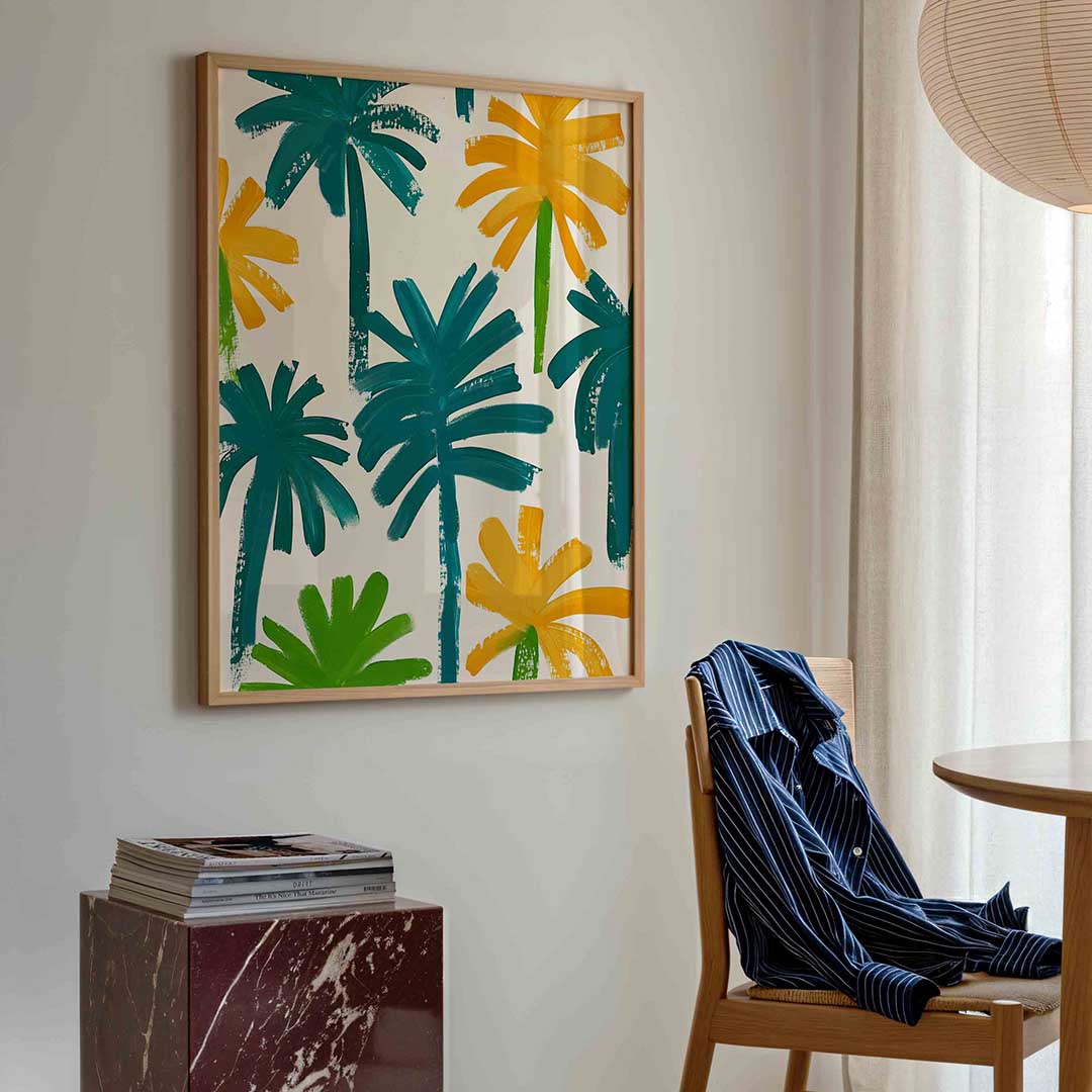 Palmbladeren en bloemen Poster