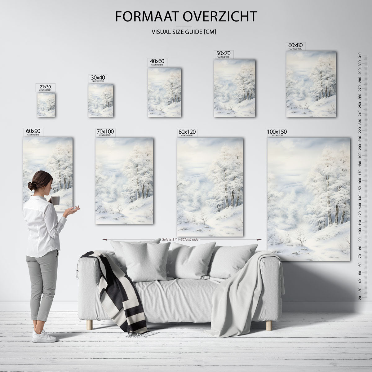 Winterlandschap met besneeuwde bomen Poster