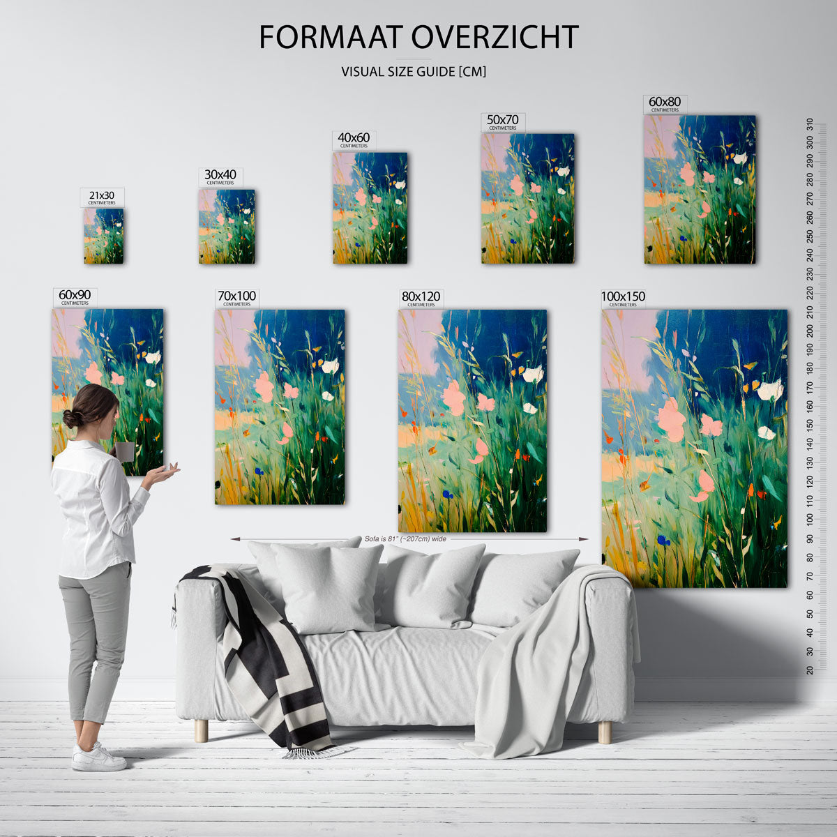 Bloemen in groen landschap Poster