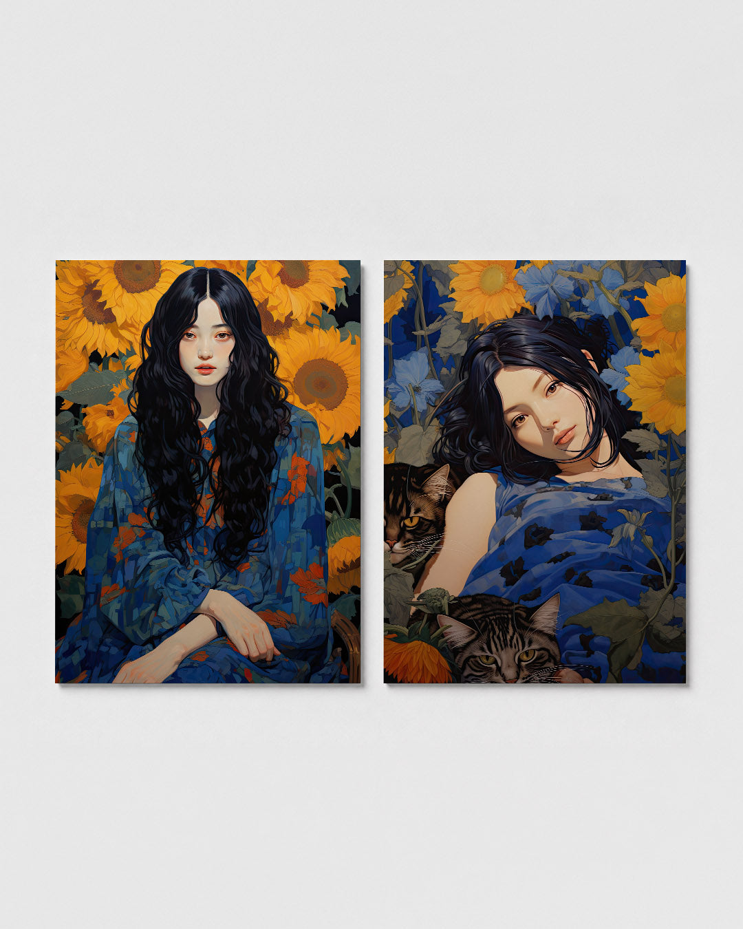 Bloemen en portret Posterset