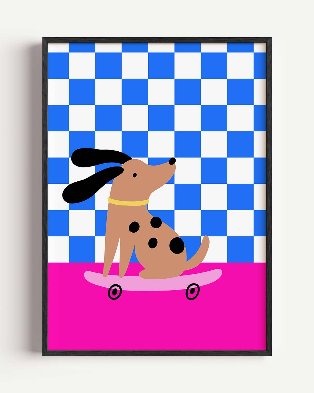 Vrolijke Hond op Skateboard Poster-WallArtistic