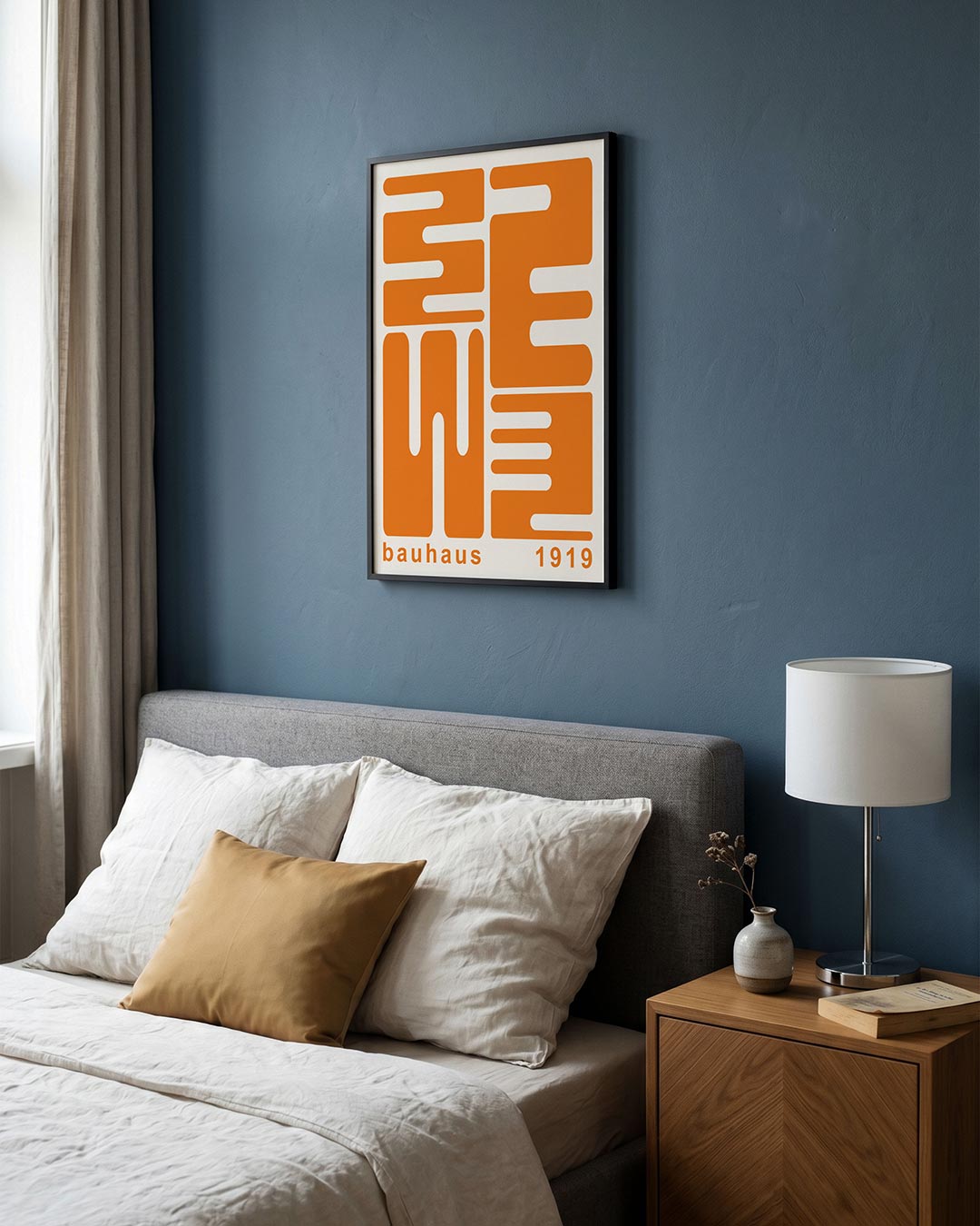 Oranje lijnenspel Poster
