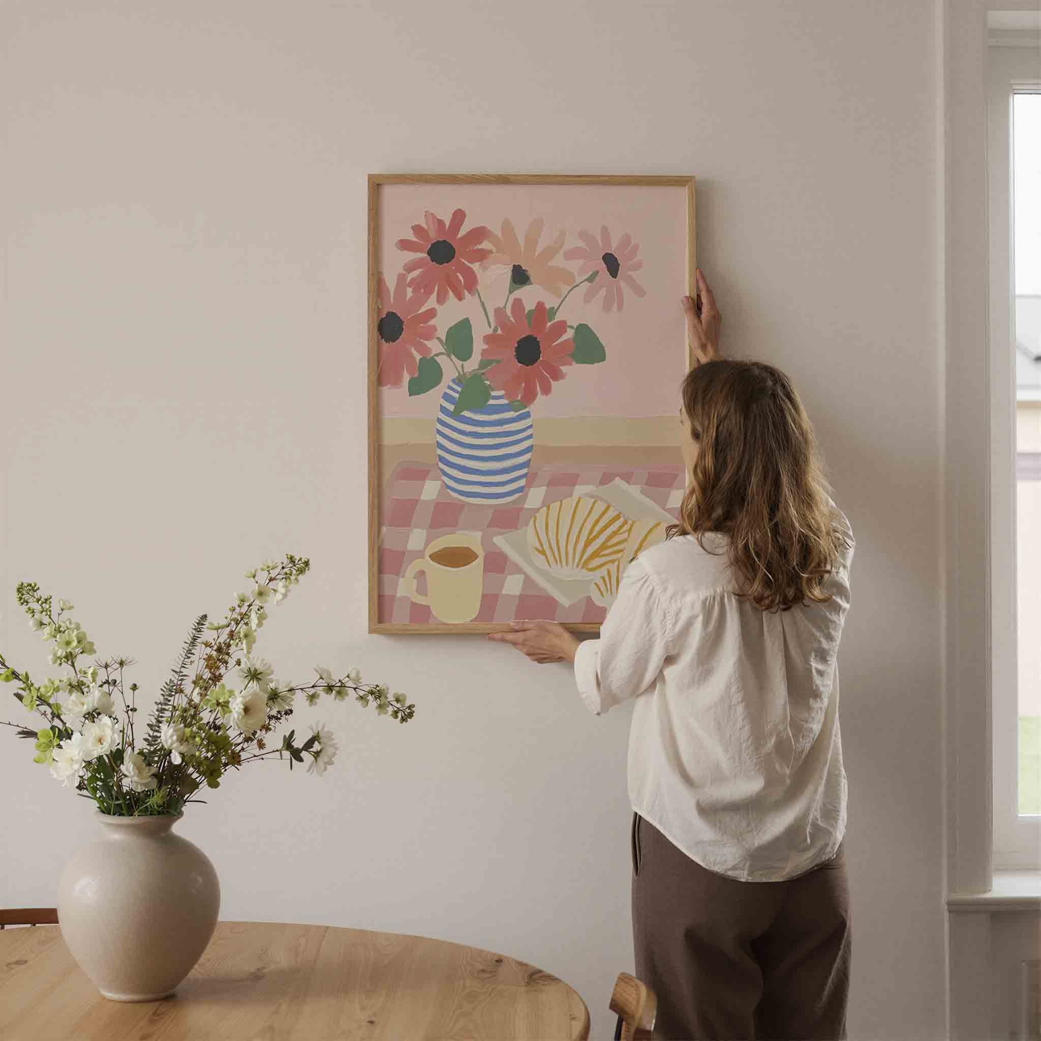 Bloemen en ontbijt Poster