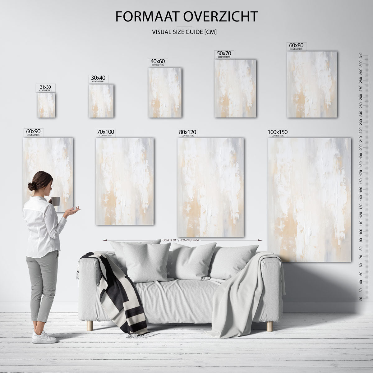 Abstracte beige en witte Poster