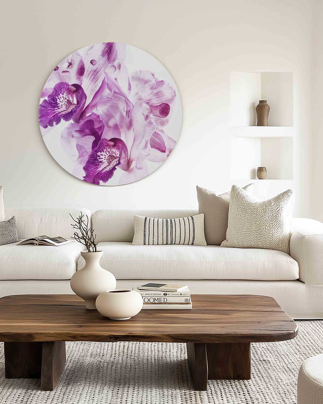 Paarse orchideeën Muurcirkel