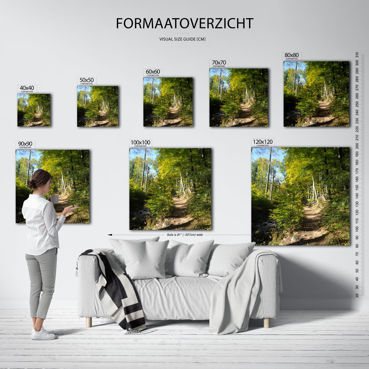 Boswandeling in zonlicht Kunstwerk