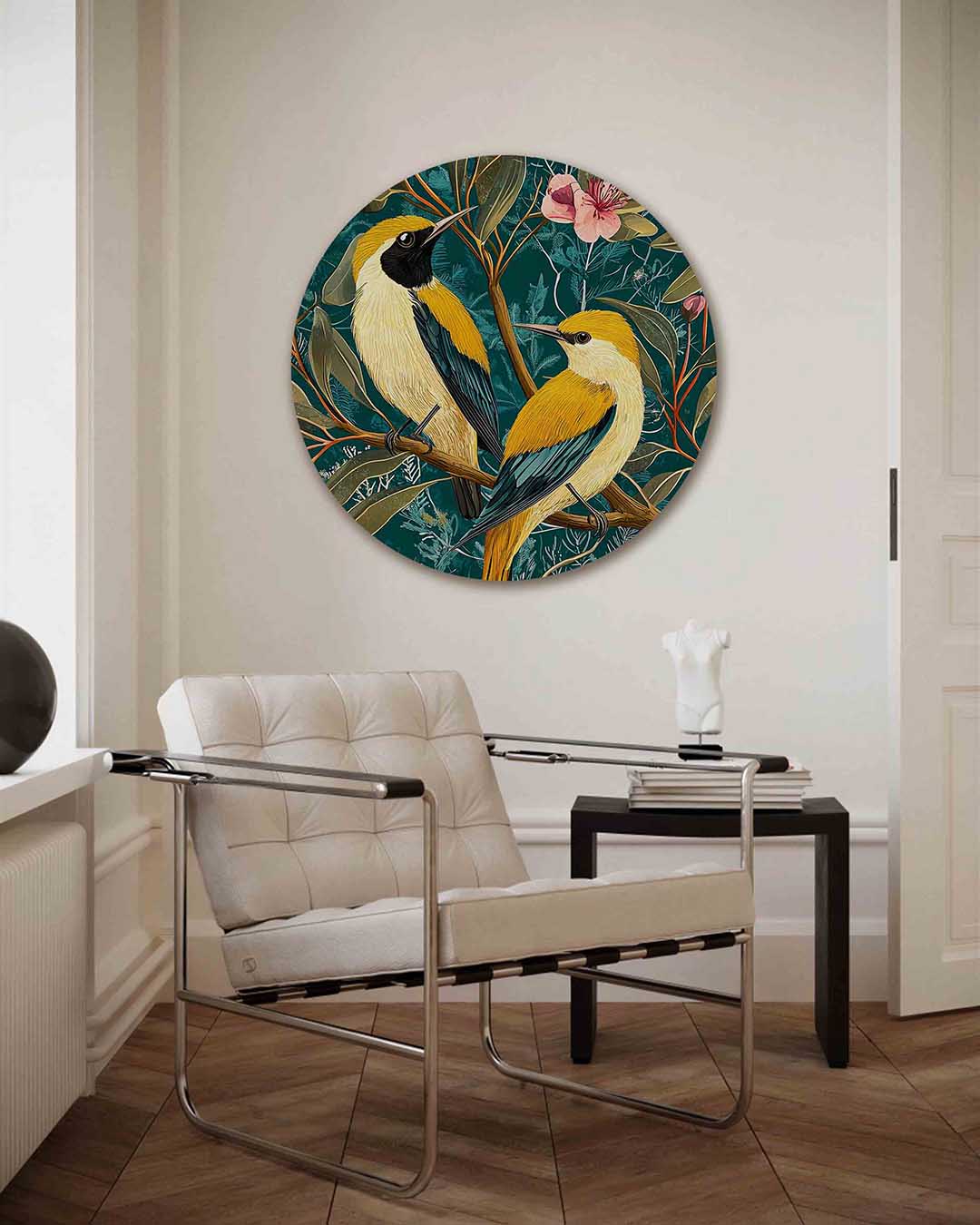 Vogels en bloemen Muurcirkel