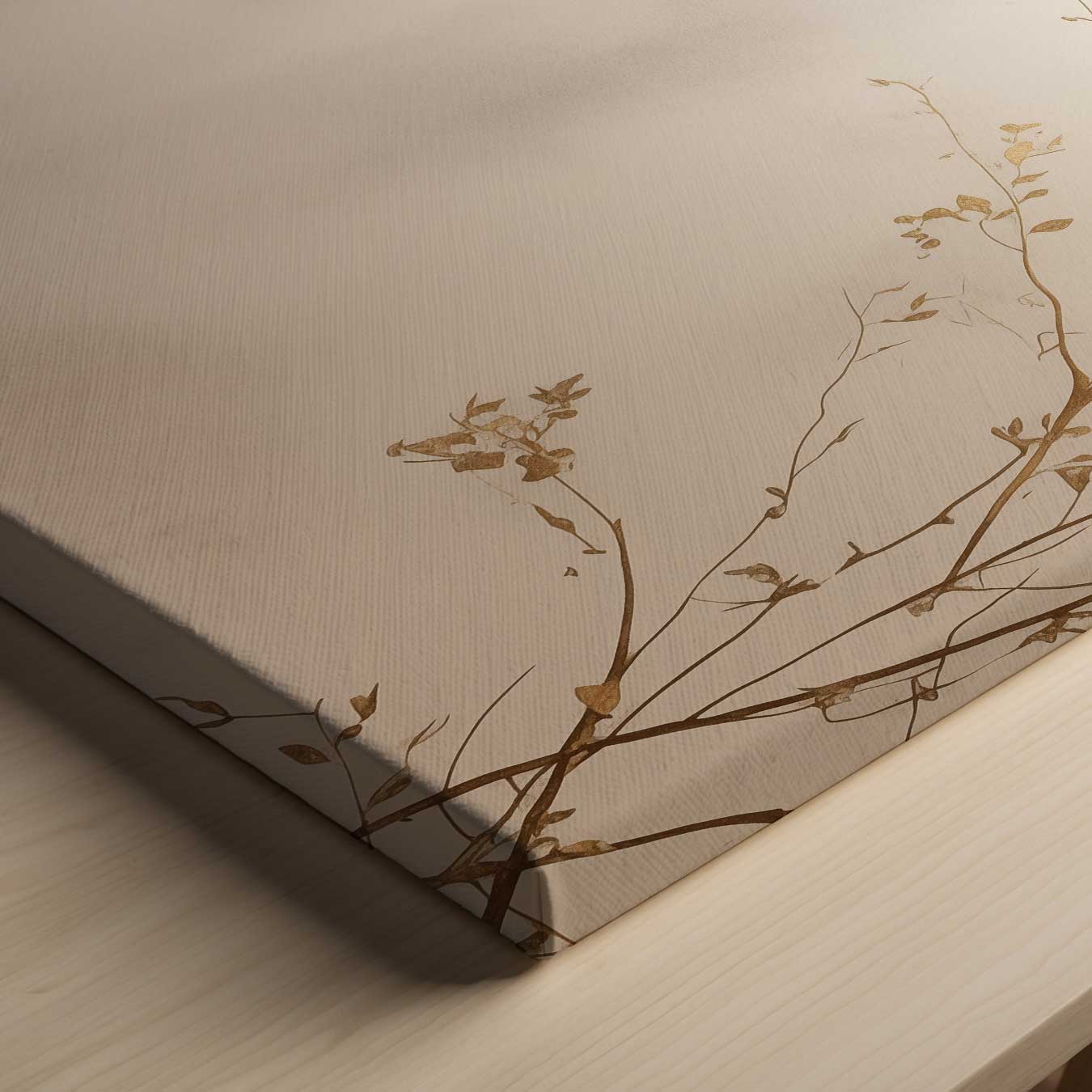 Gouden Zweepslag: Minimalistische Takken Kunstwerk-canvas-dibond-plexiglas-wanddecoratie-WallArtistic