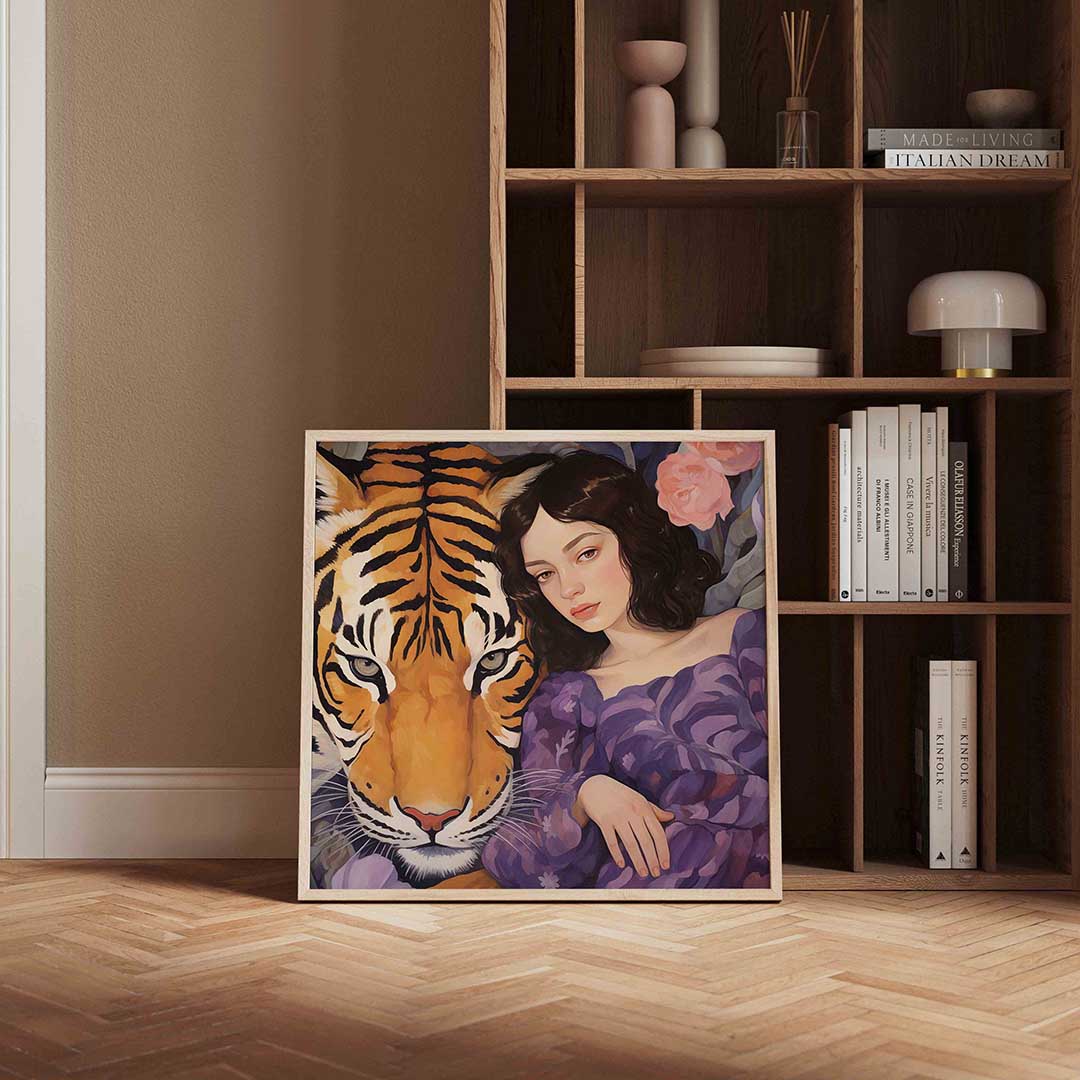 Tijger en vrouw Poster