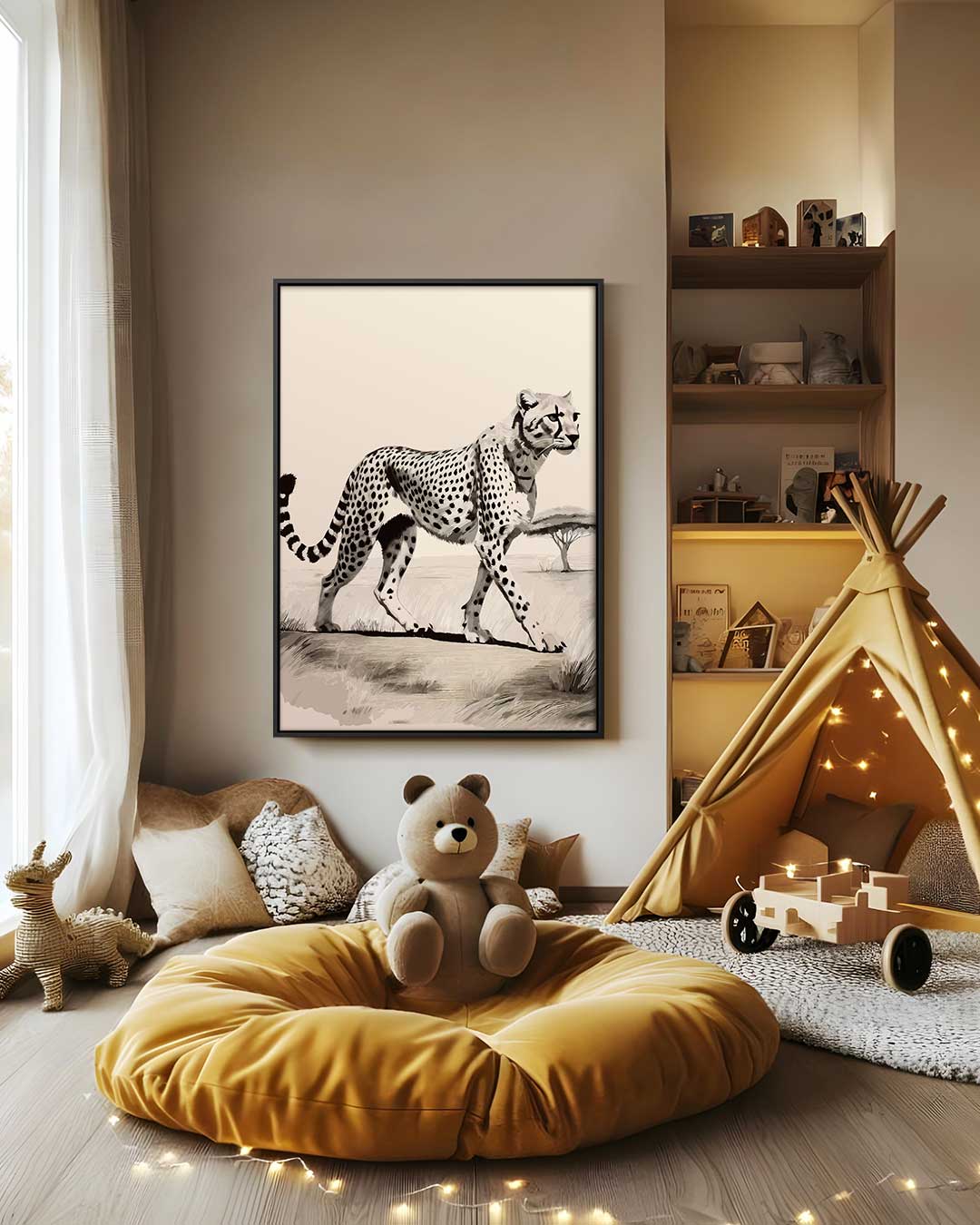 Anmutiger Gepard auf der Savanne (Kunstwerk)