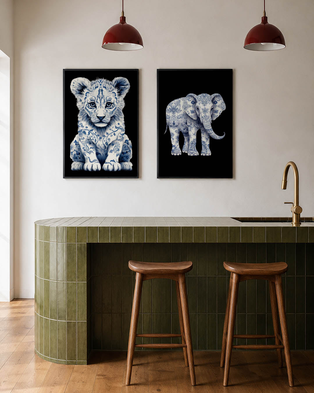 Dierenpatroon harmonie Posterset