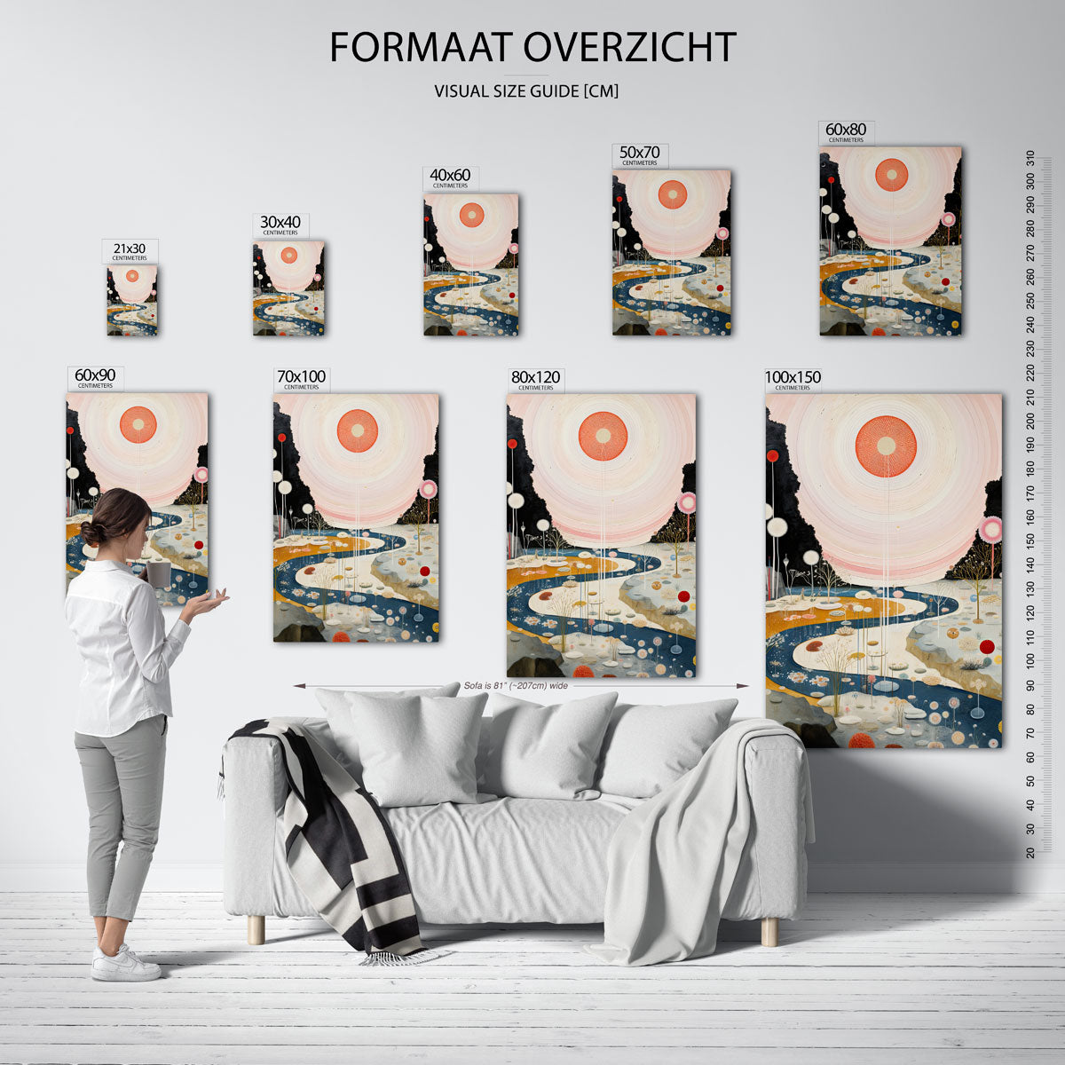 Landschap met zon en rivier Poster