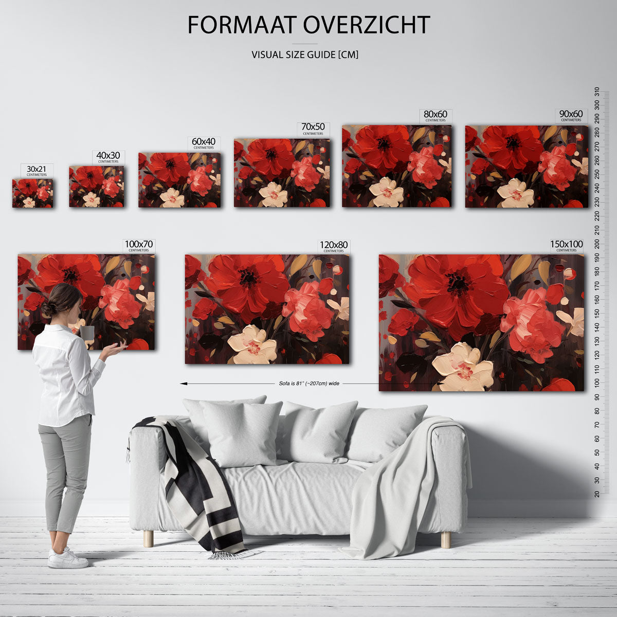 Bloemen in rood en beige Poster