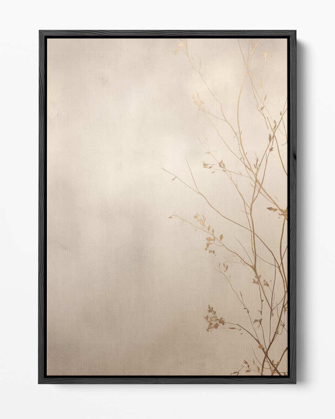 Gouden Zweepslag: Minimalistische Takken Kunstwerk-canvas-dibond-plexiglas-wanddecoratie-WallArtistic