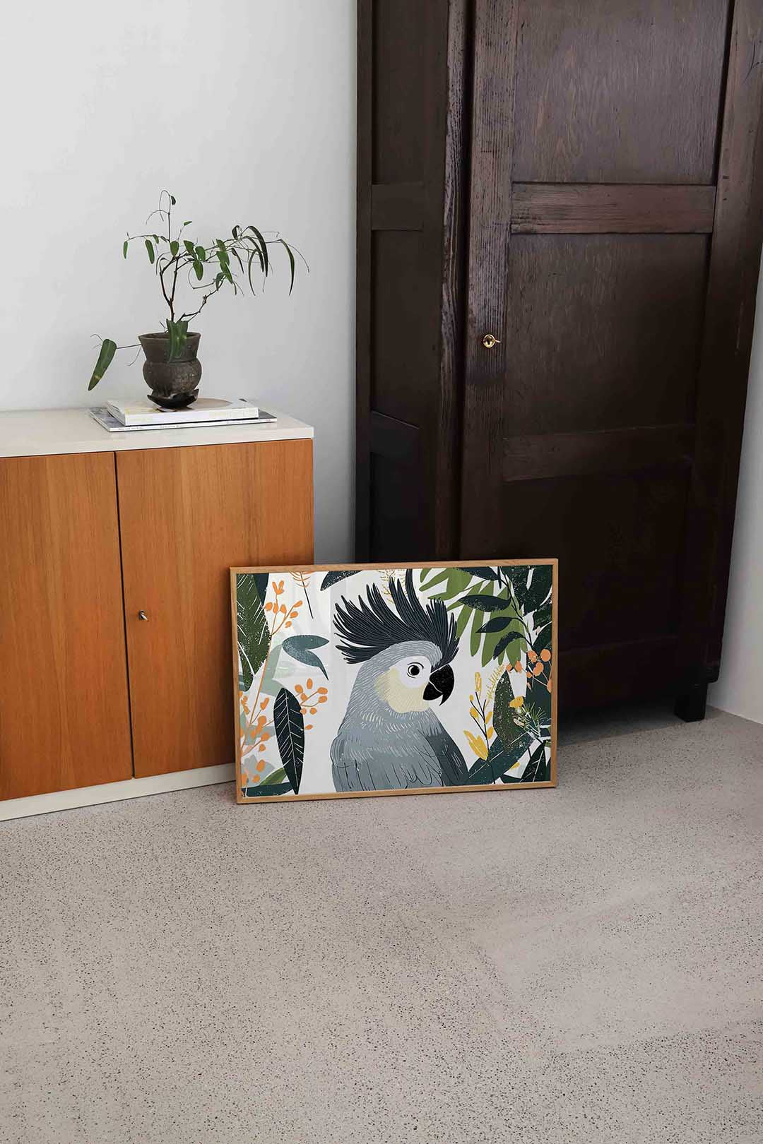 Papegaai en bladeren Poster