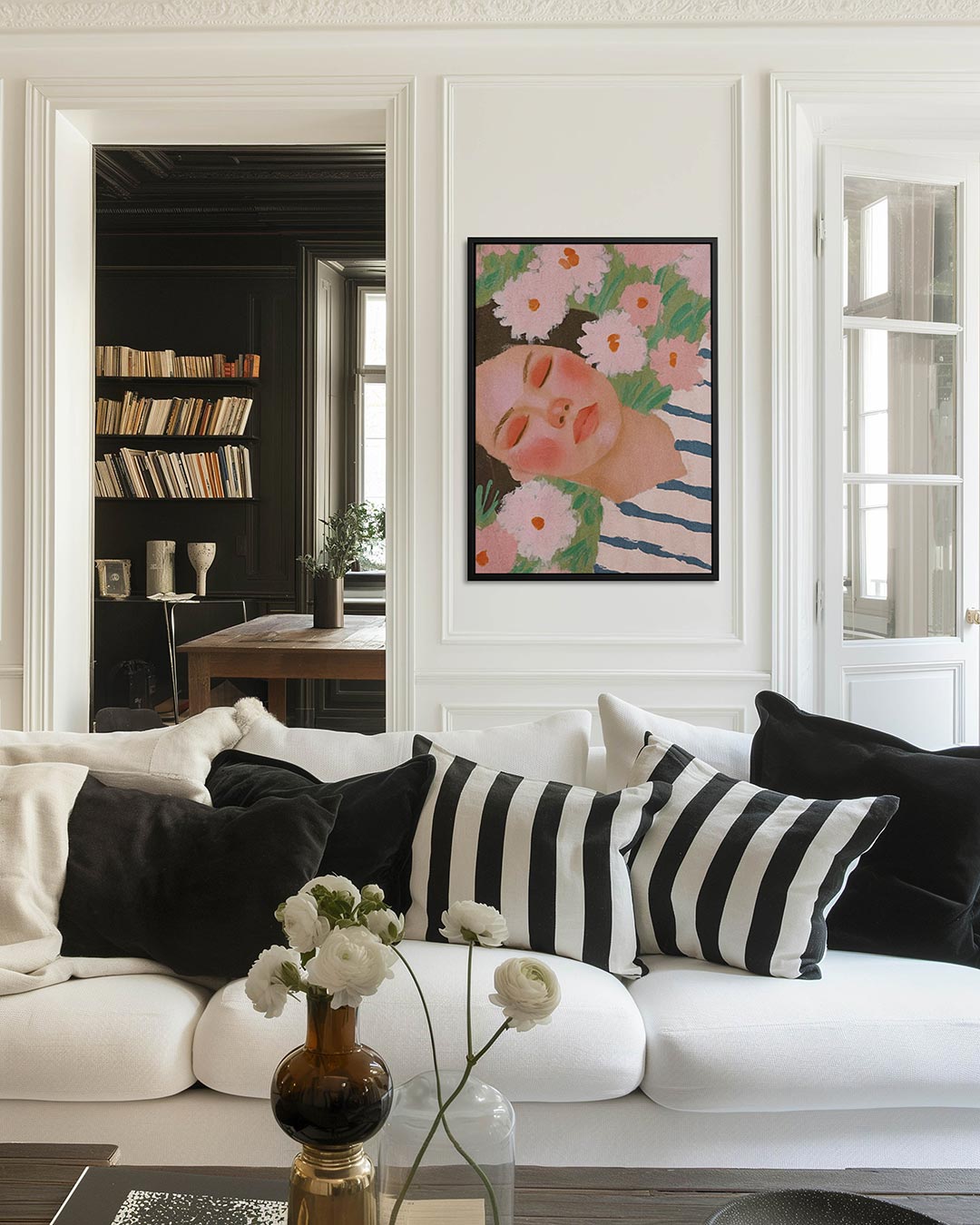 Dromerige bloemenportret Kunstwerk