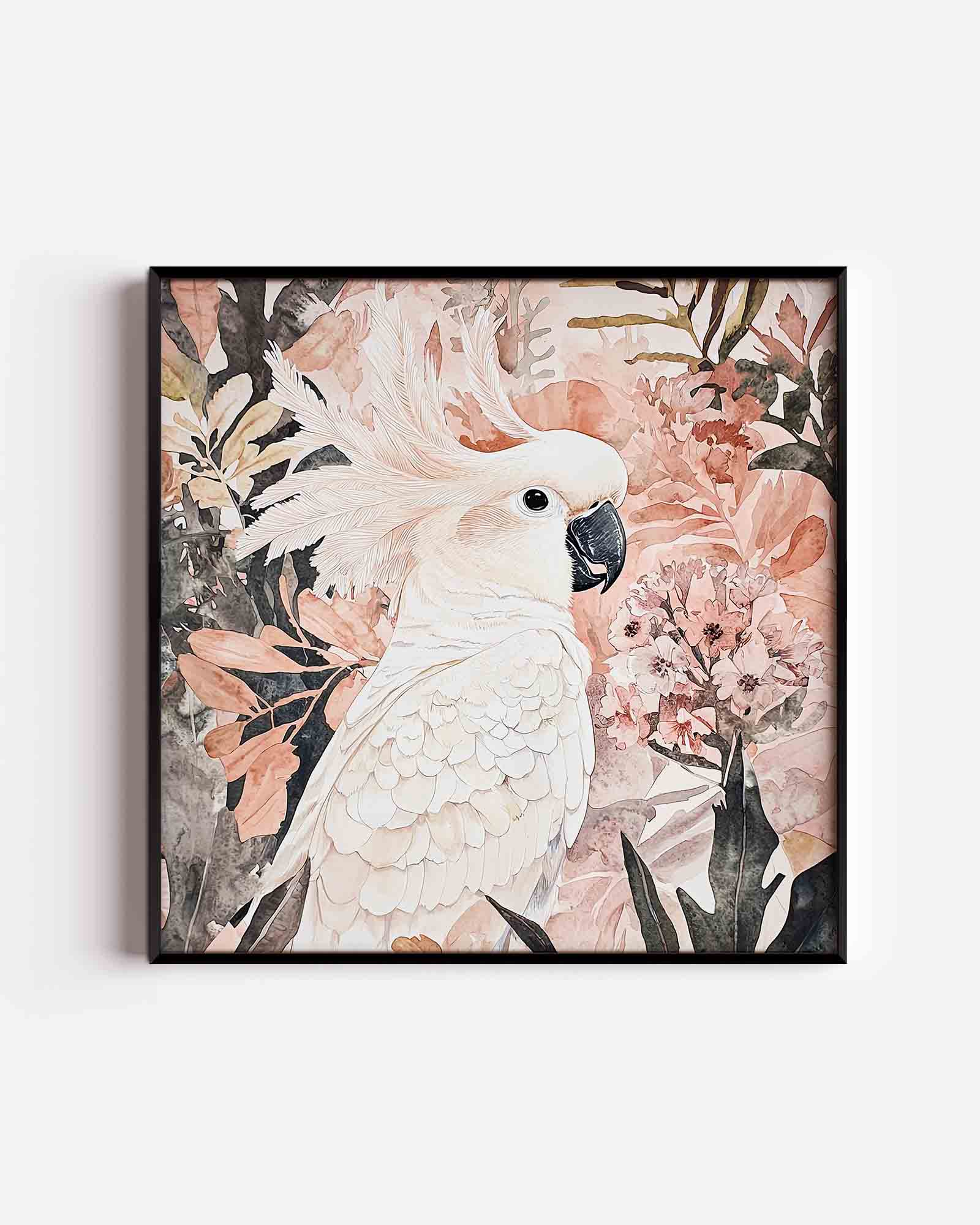 Witte kaketoe met bloemen Poster